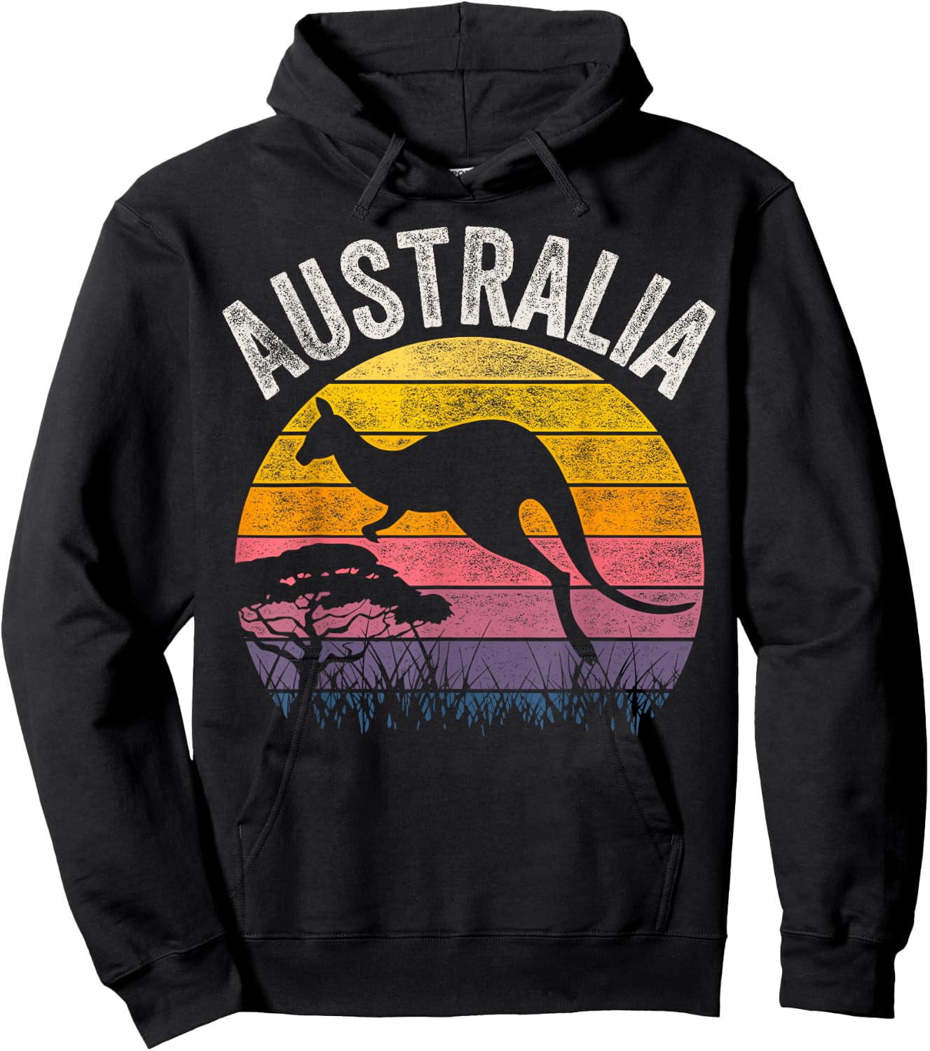 Australia Day Shirt Funny Australian Kangaroo Vintage Hoodie - Hoodie | Black