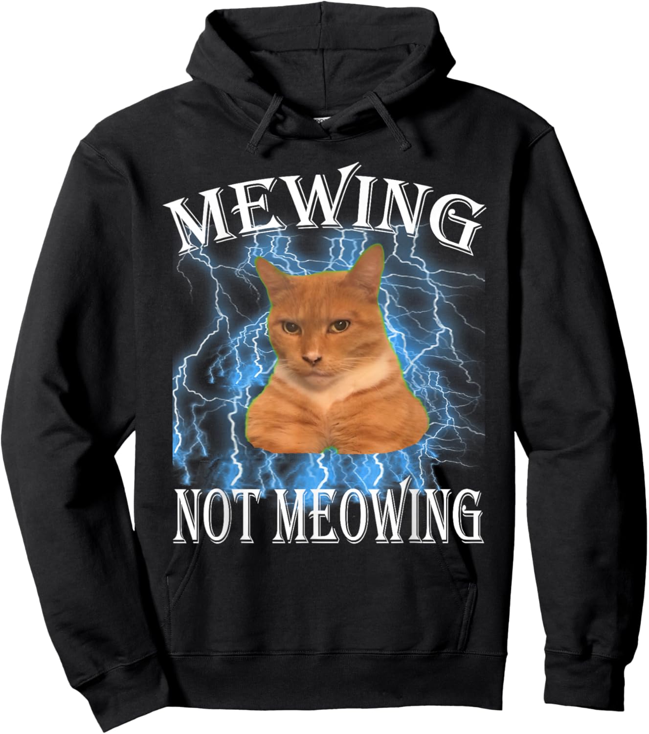 Mewing Cat, not Meowing cat Funny Cat Meme Men Women Kids Hoodie - Hoodie | Black