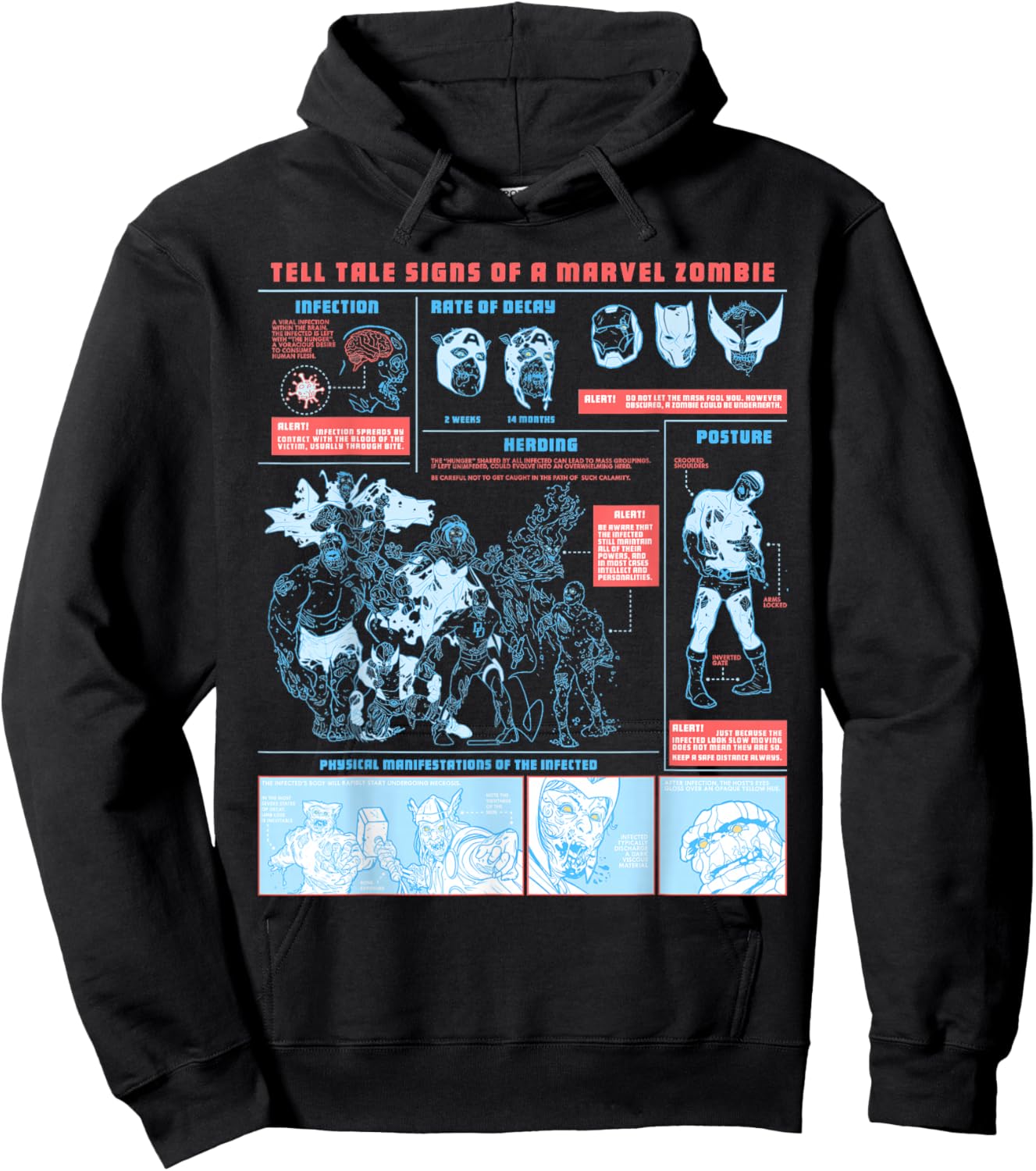 Marvel Tell Tale Signs of a Marvel Zombie Avengers & X-Men Hoodie - Hoodie | Black