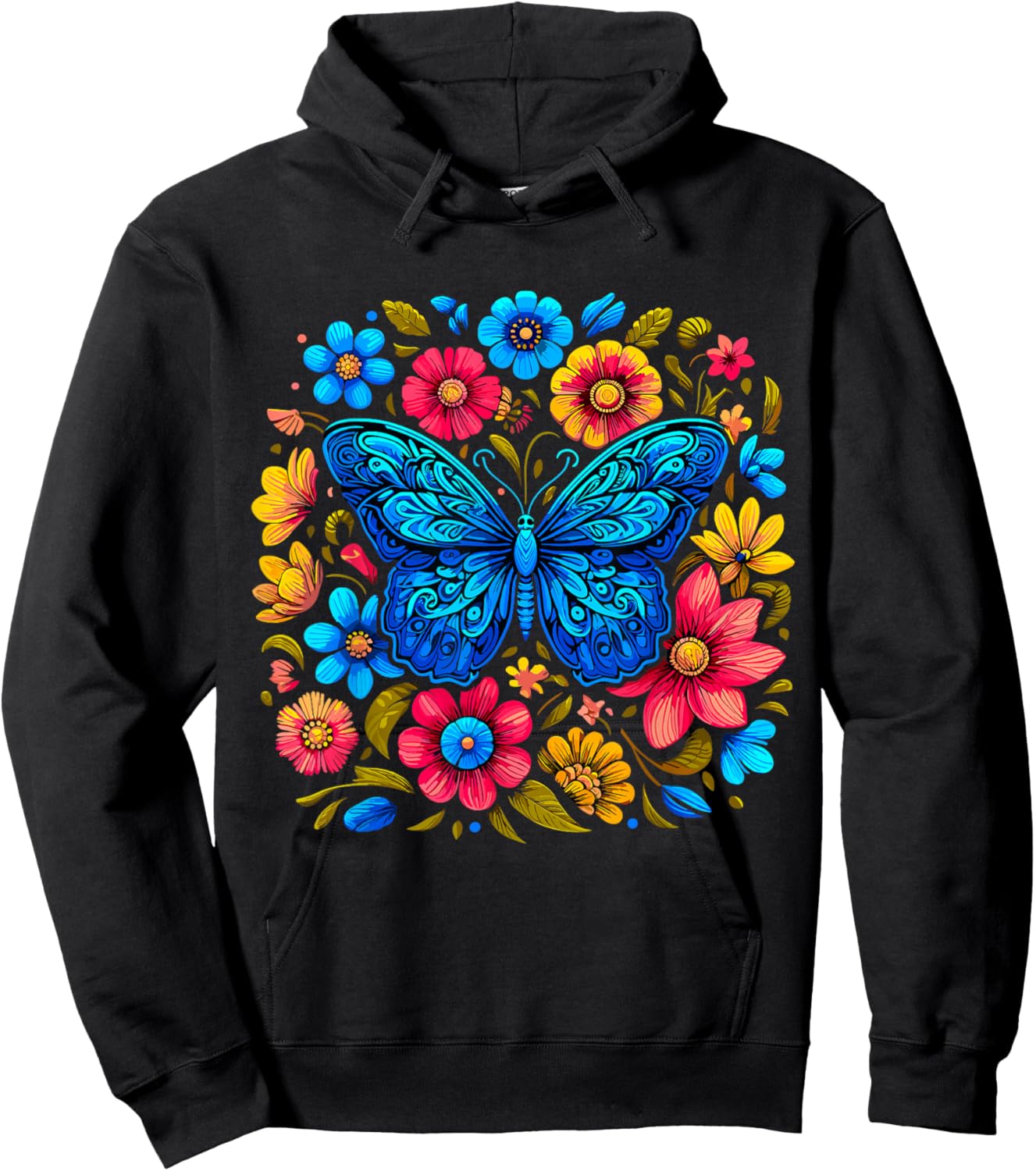 Butterfly Flowers Aesthetic Butterfly Hoodie - Hoodie | Black