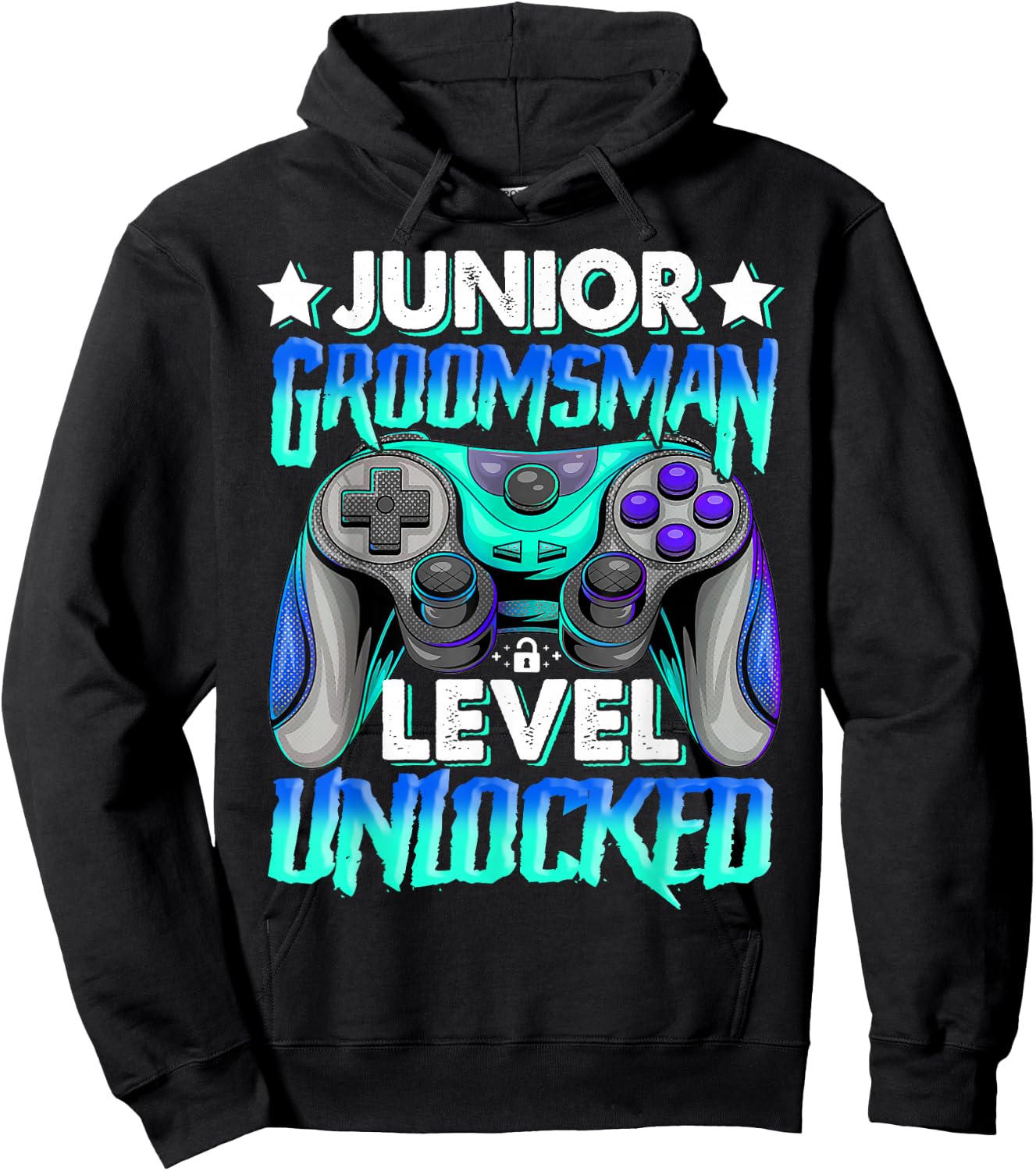 Gamer Junior Groomsman Level Unlocked Video Gaming Wedding Hoodie - Hoodie | Black