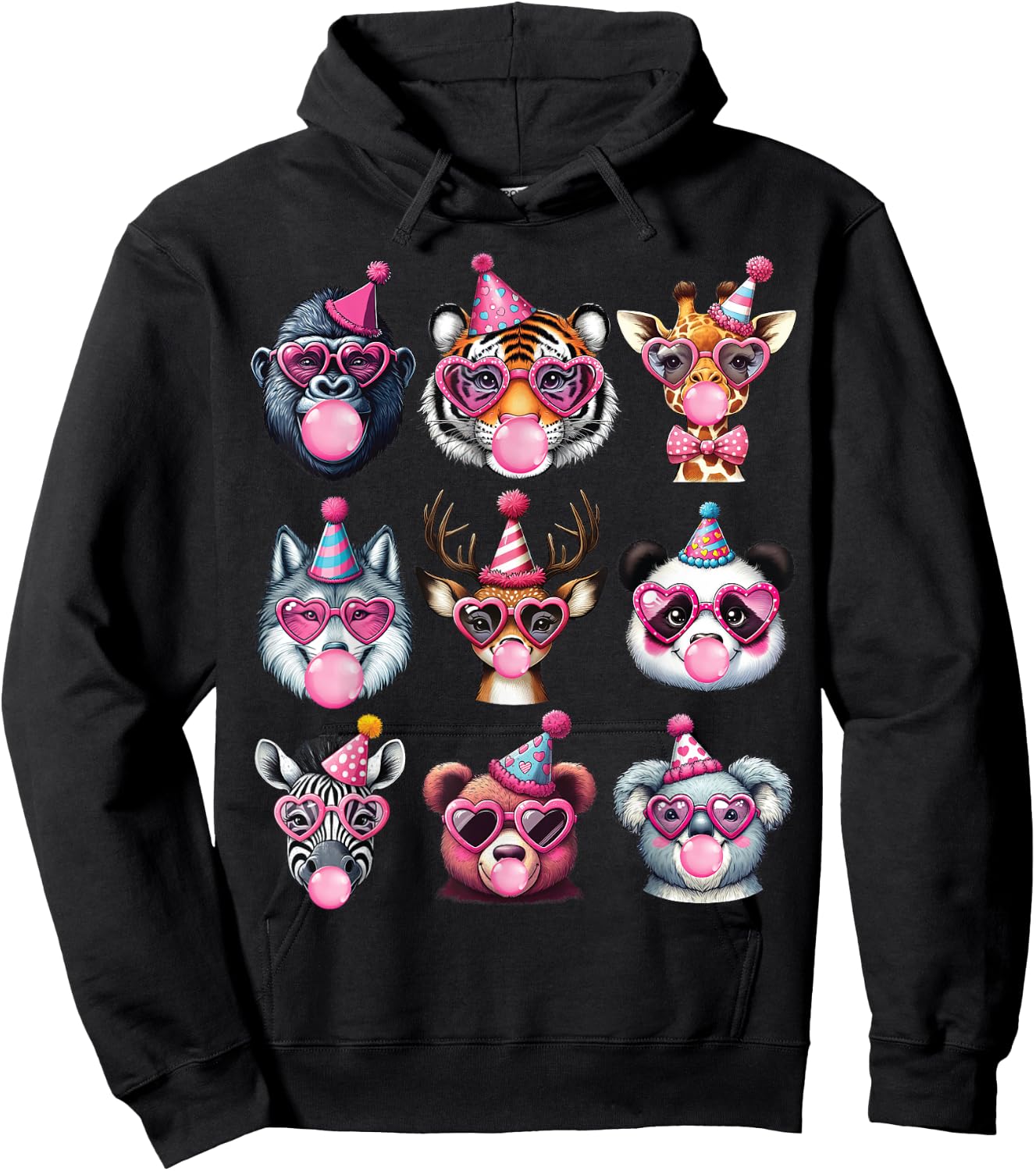 Zoo Animals Birthday Party Wildlife Lovers Boys Girls Kids Hoodie - Hoodie | Black