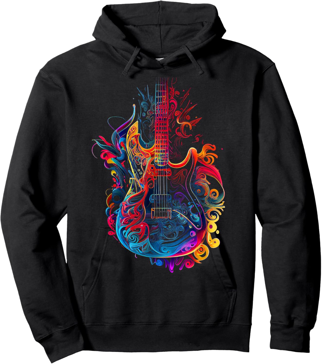 Electric Guitar Colors Colorful Musician Guitar Gift Gui Hoodie - Hoodie | Black