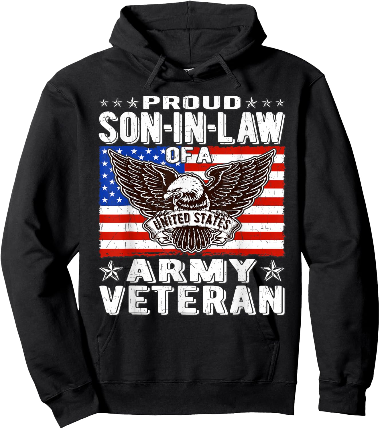Proud Son-In-Law Of US Army Veteran Patriotic Military Gifts Hoodie - Hoodie | Black