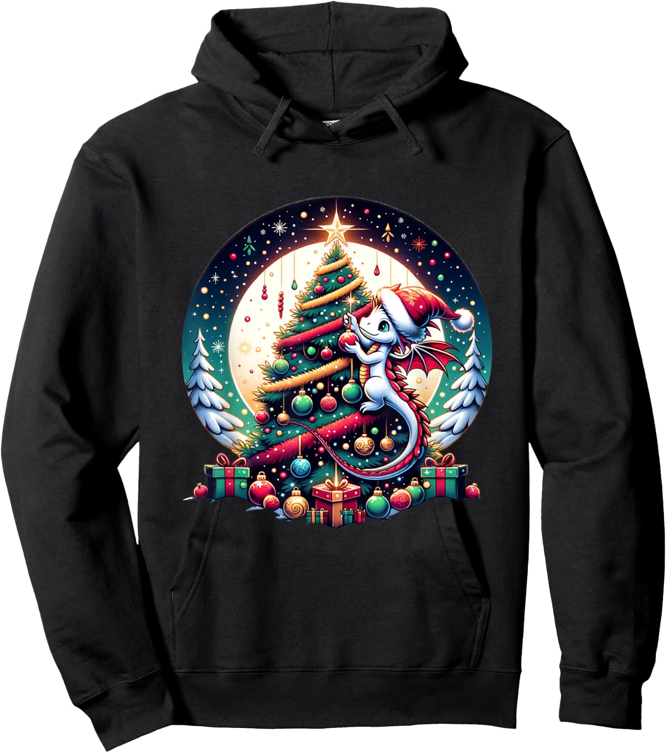 Christmas Dragon Decorates Christmas Tree - Merry Christmas Hoodie - Hoodie | Black