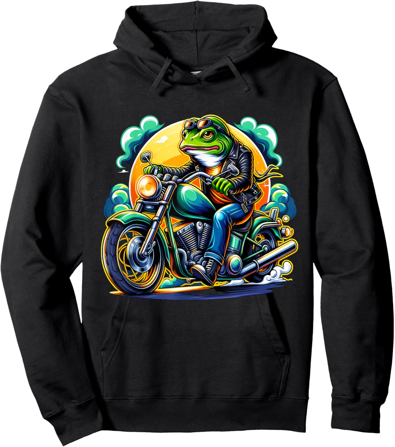 Biker Frog Riding Motorbike Hoodie - Hoodie | Black