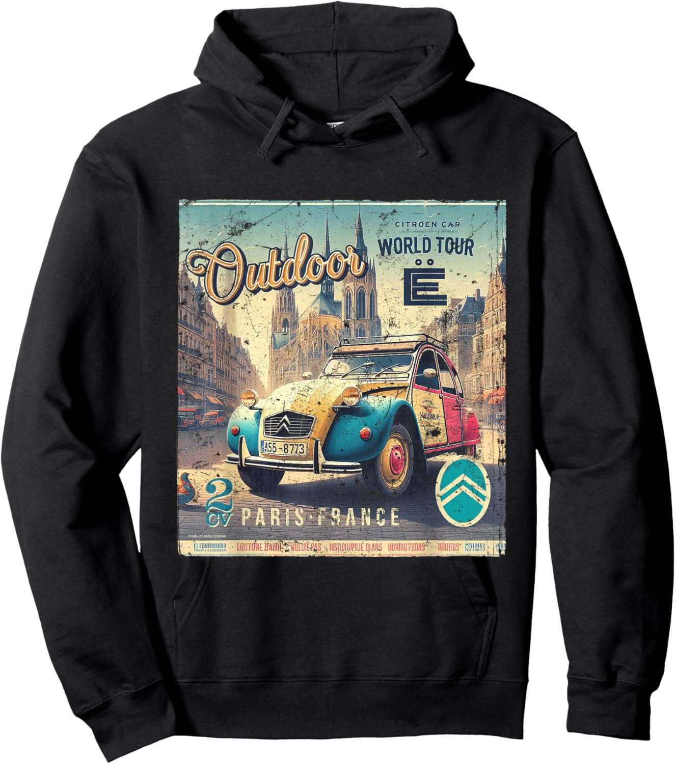 Citroën 2CV World Tour Paris France , Black, S Hoodie - Hoodie | Black