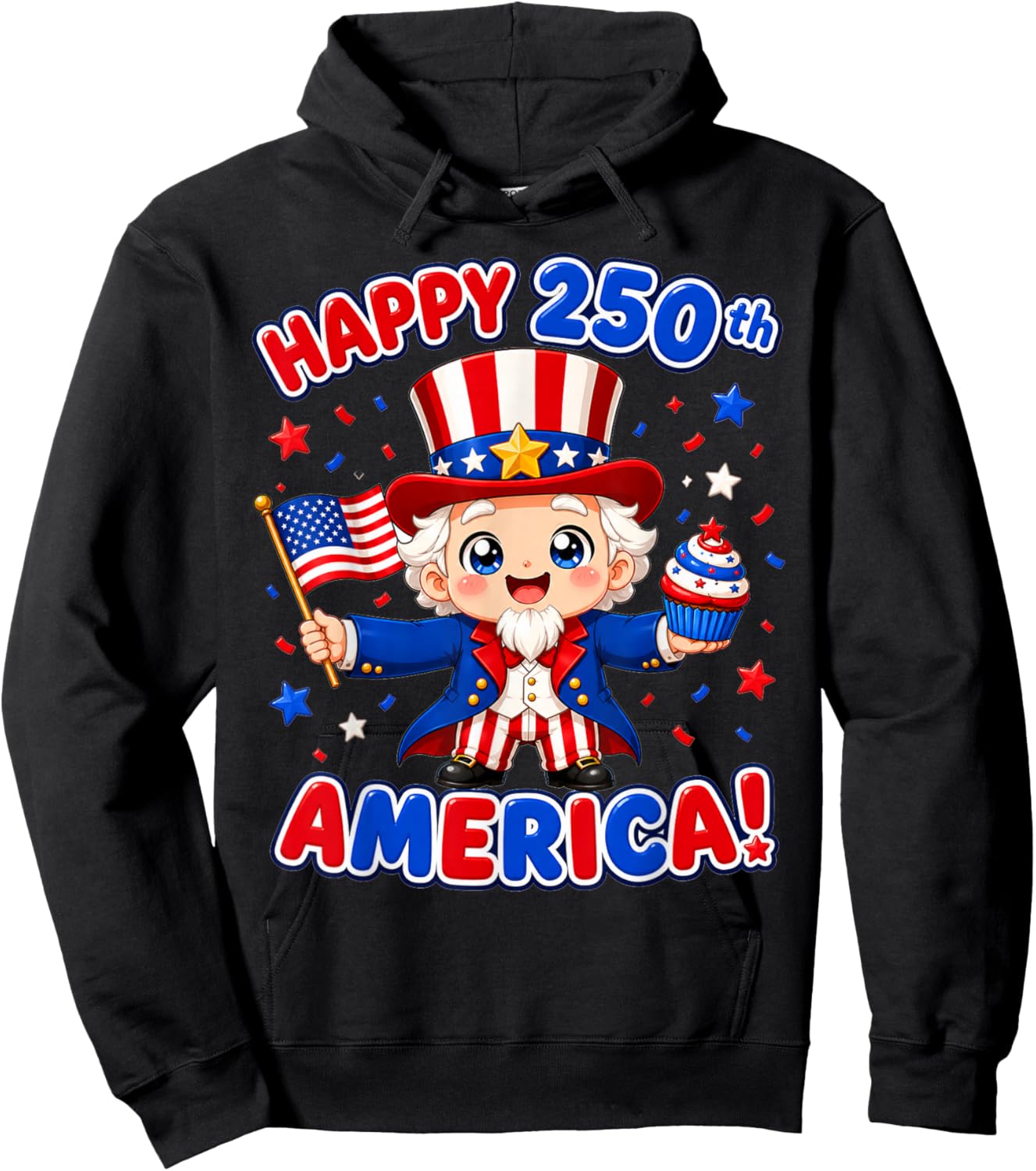 250 Anniversary USA Kids Toddler Girl Boy Kawaii Hoodie - Hoodie | Black