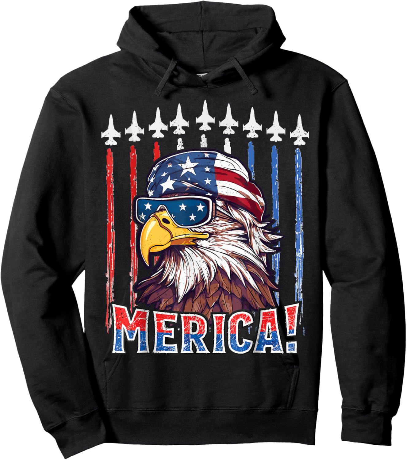 Merica Eagle 4th of july Patriotic freedom Eagle mullet Hoodie - Hoodie | Black