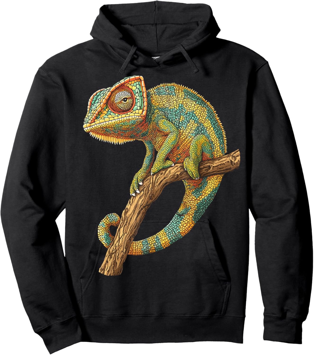 Chameleon Animal Motif Artwork Chameleon Hoodie - Hoodie | Black