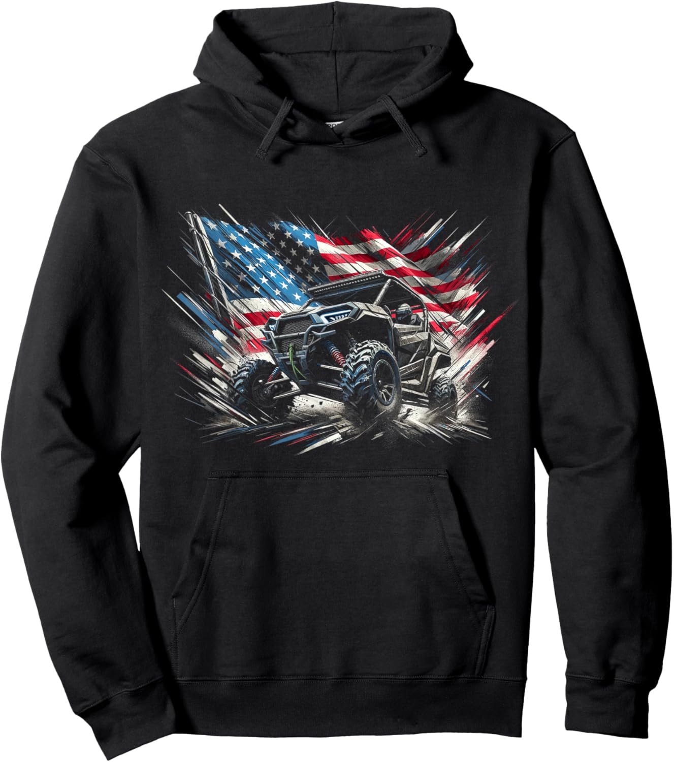 SXS UTV American flag outdoors Hoodie - Hoodie | Black