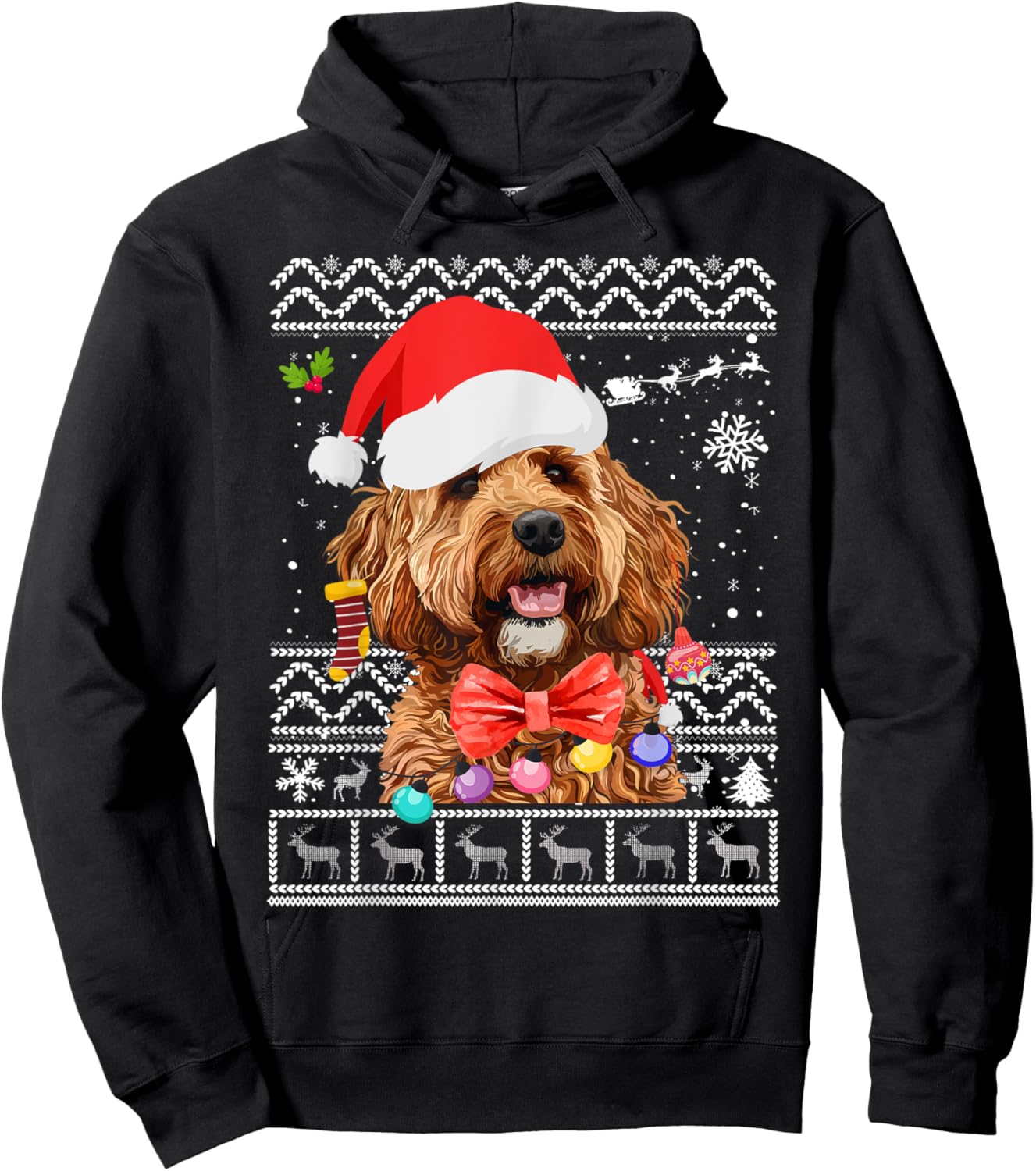 Cavapoo Christmas Outfit Idea For Kids & Christmas Cavapoo Hoodie - Hoodie | Black