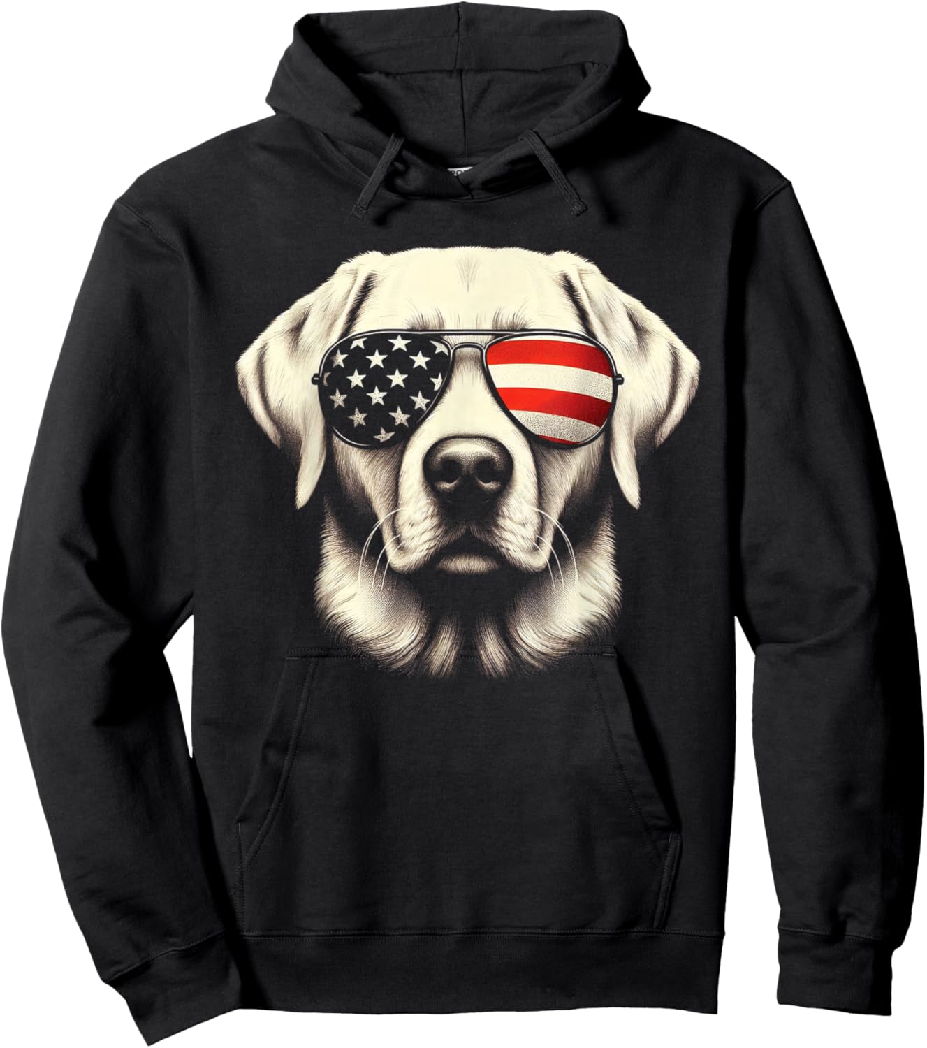 Labrador American Flag Sunglasses 4th of July Patriotic Dog Hoodie - Hoodie | Black