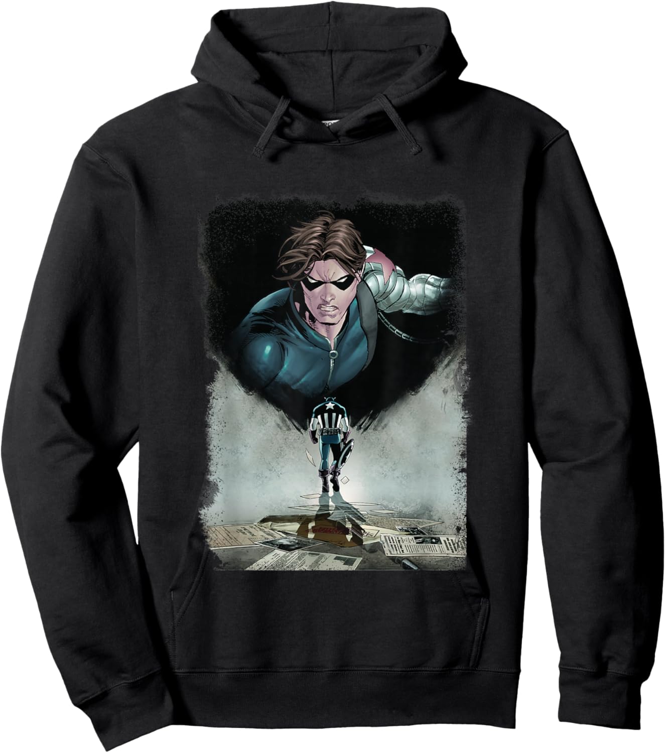 Marvel Comics Retro Classic Captain America Winter Soldier Hoodie - Hoodie | Black