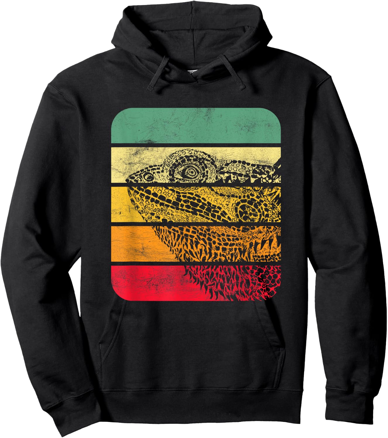 Bearded Dragon Vintage Sunset Retro Style Pet Eidec Hoodie - Hoodie | Black
