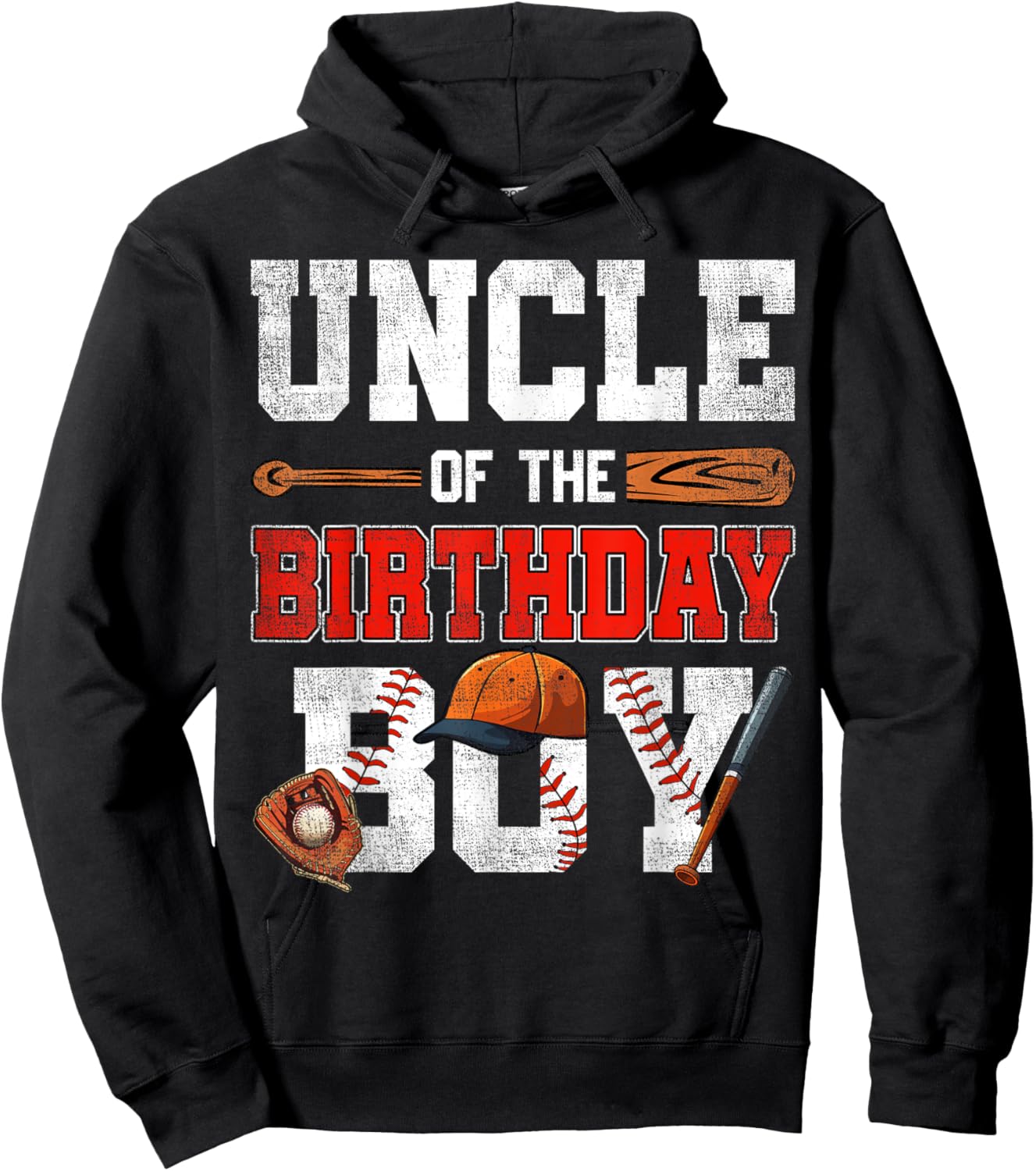 Uncle Of The Birthday Boy Baseball Bday Family Hoodie - Hoodie | Black