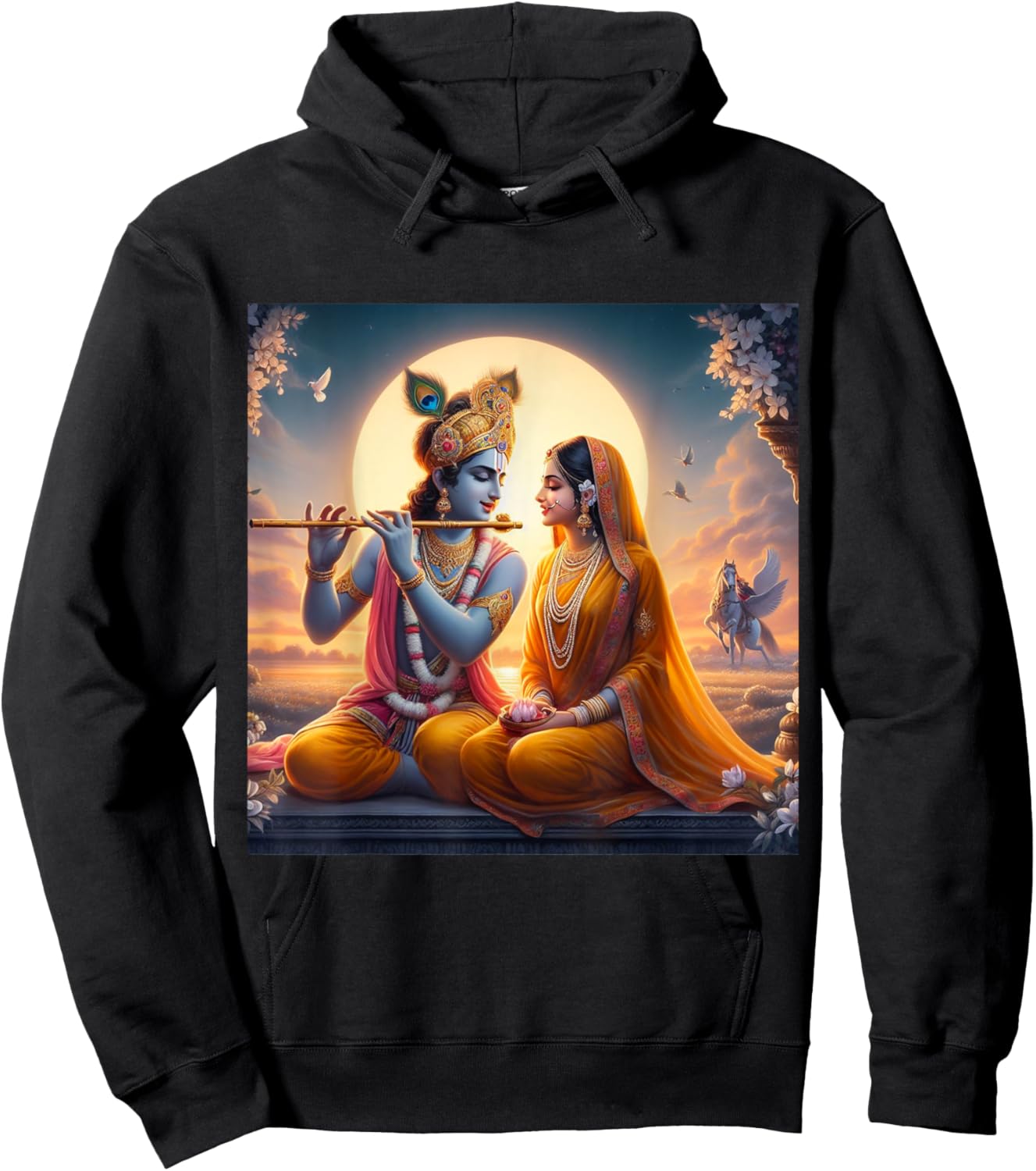 Radha and Krishna Love , Small, Black Hoodie - Hoodie | Black