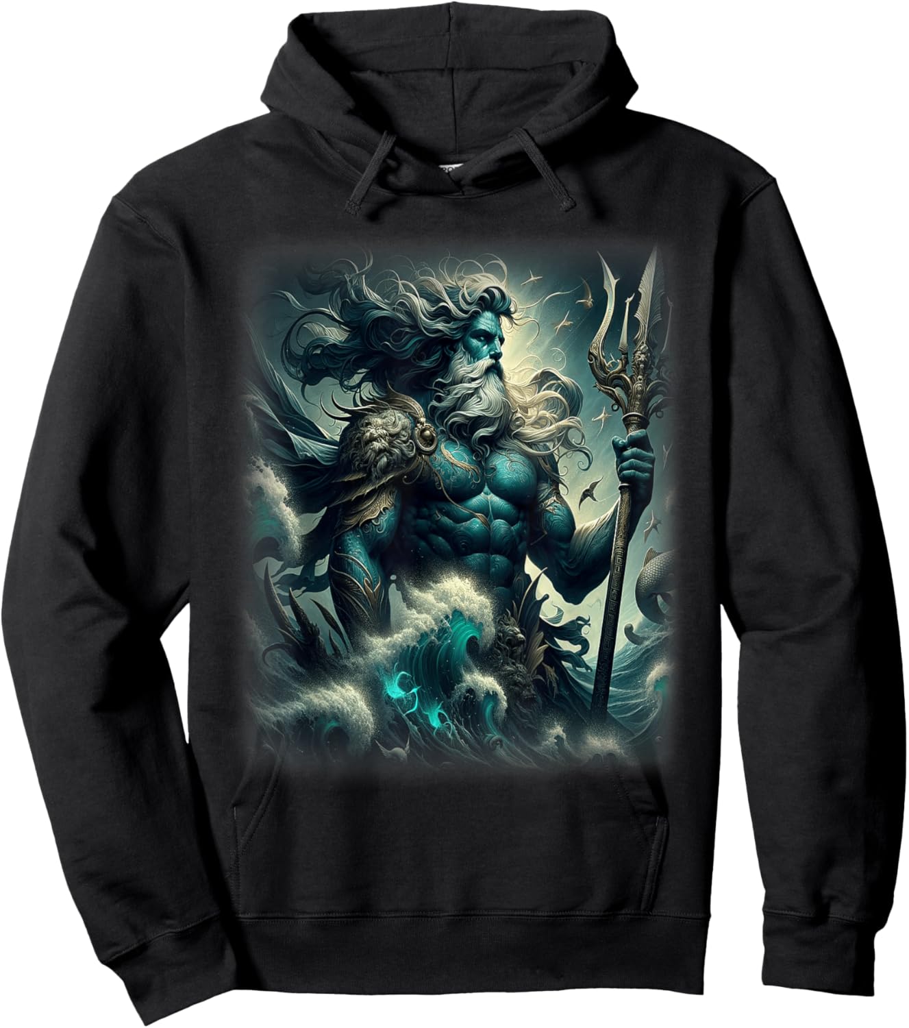 Poseidon Trident Shirt Lord of the Sea Ancient Greek God Art Hoodie - Hoodie | Black