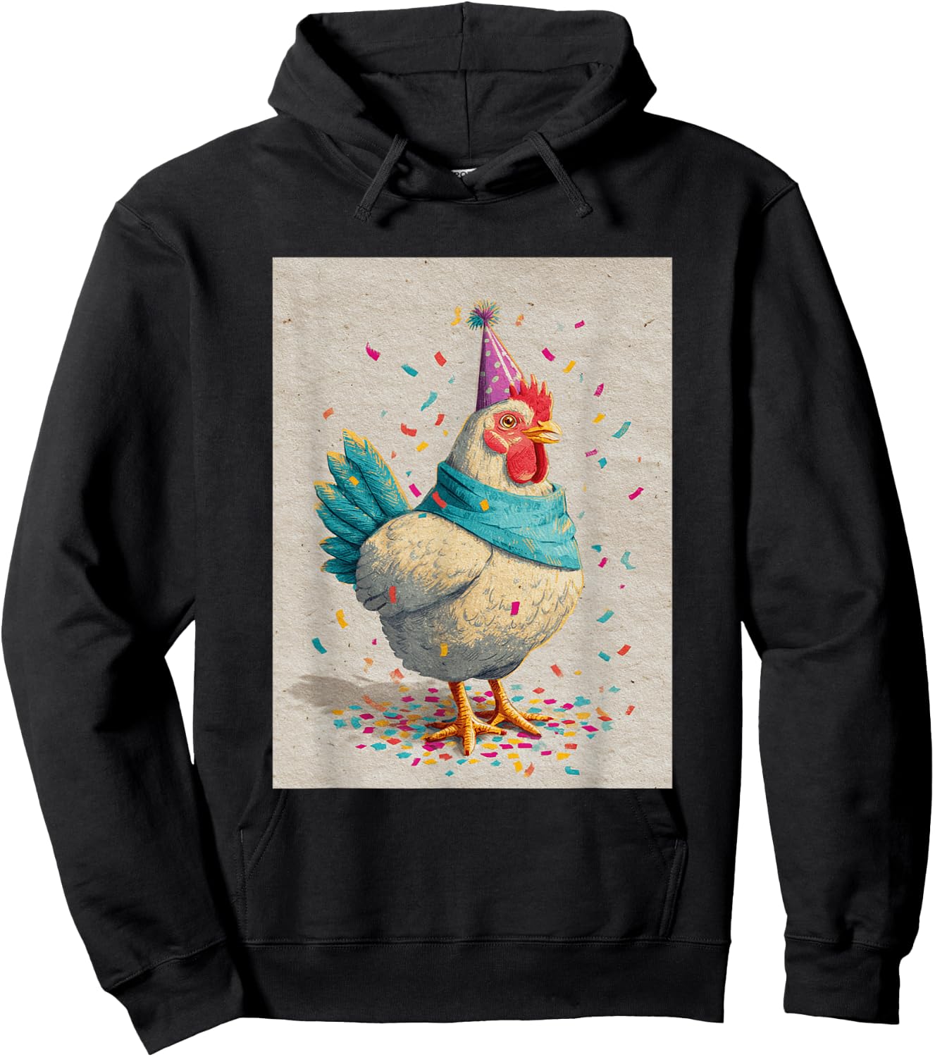 Chicken Birthday Confetti Retro Pop Art Hoodie - Hoodie | Black