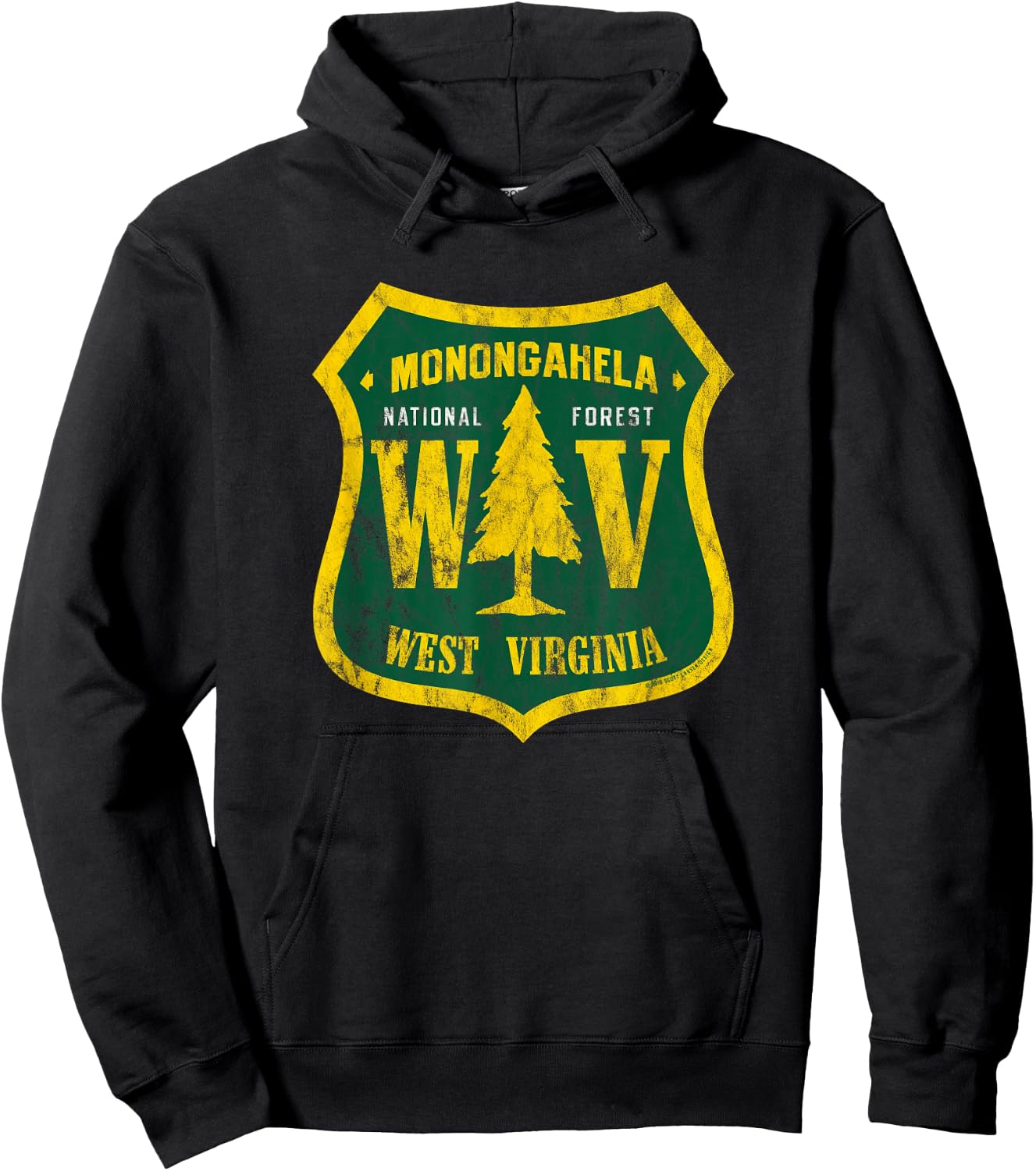 Monongahela National Forest West Virginia Shield Retro Look Hoodie - Hoodie | Black