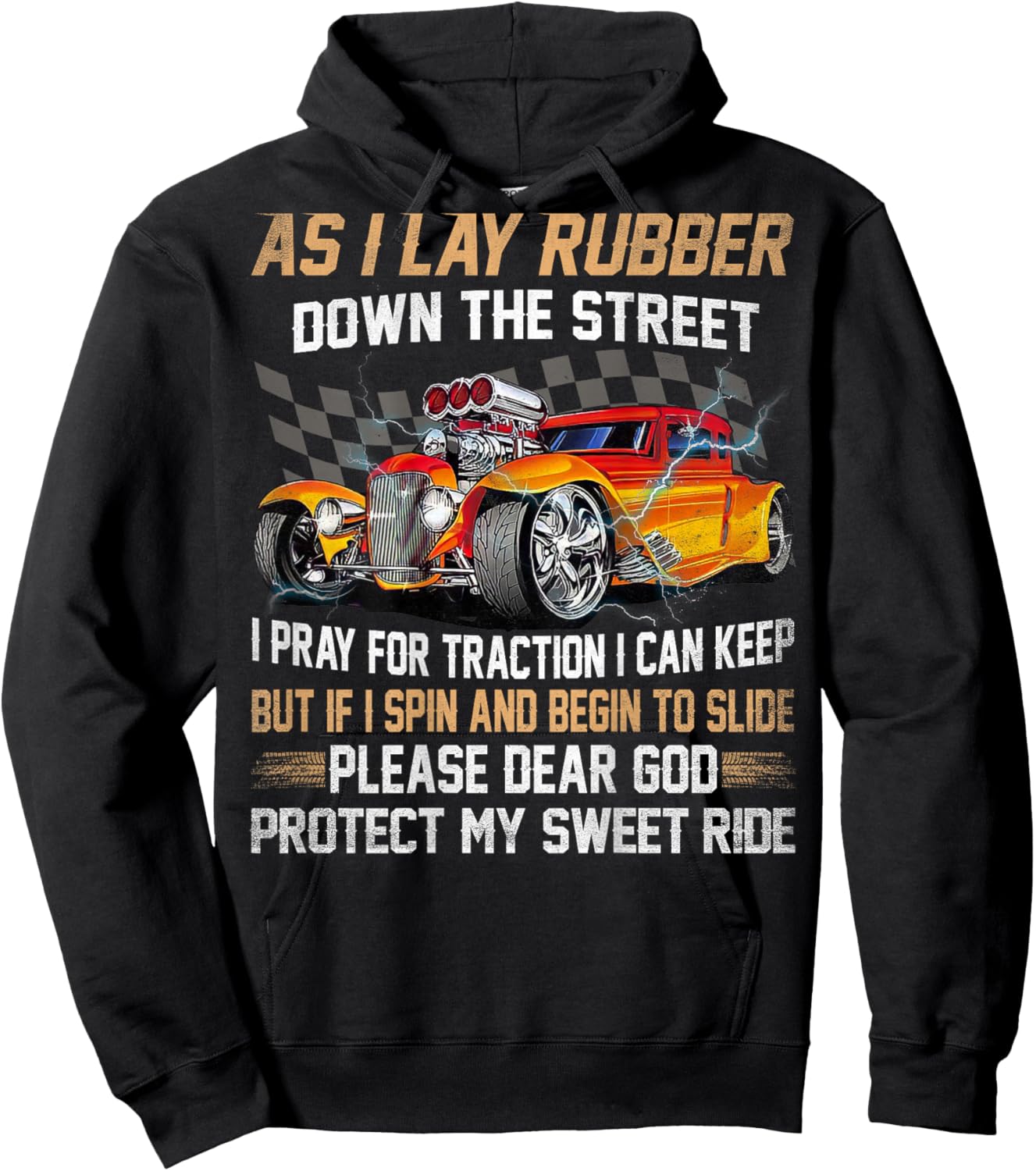 As I Lay Rubber Down The Street Hot Rods Hoodie - Hoodie | Black