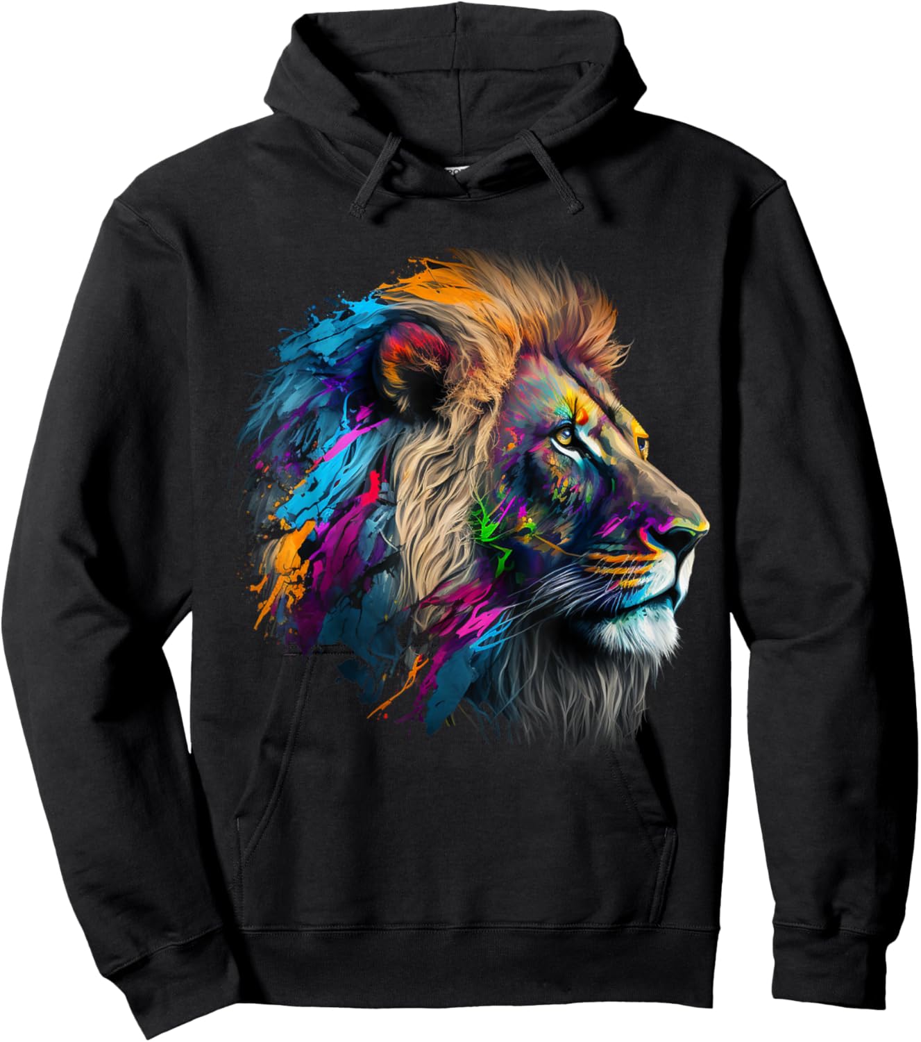 Lion Animal Print Art Animal Lovers Colourful Lion Hoodie - Hoodie | Black