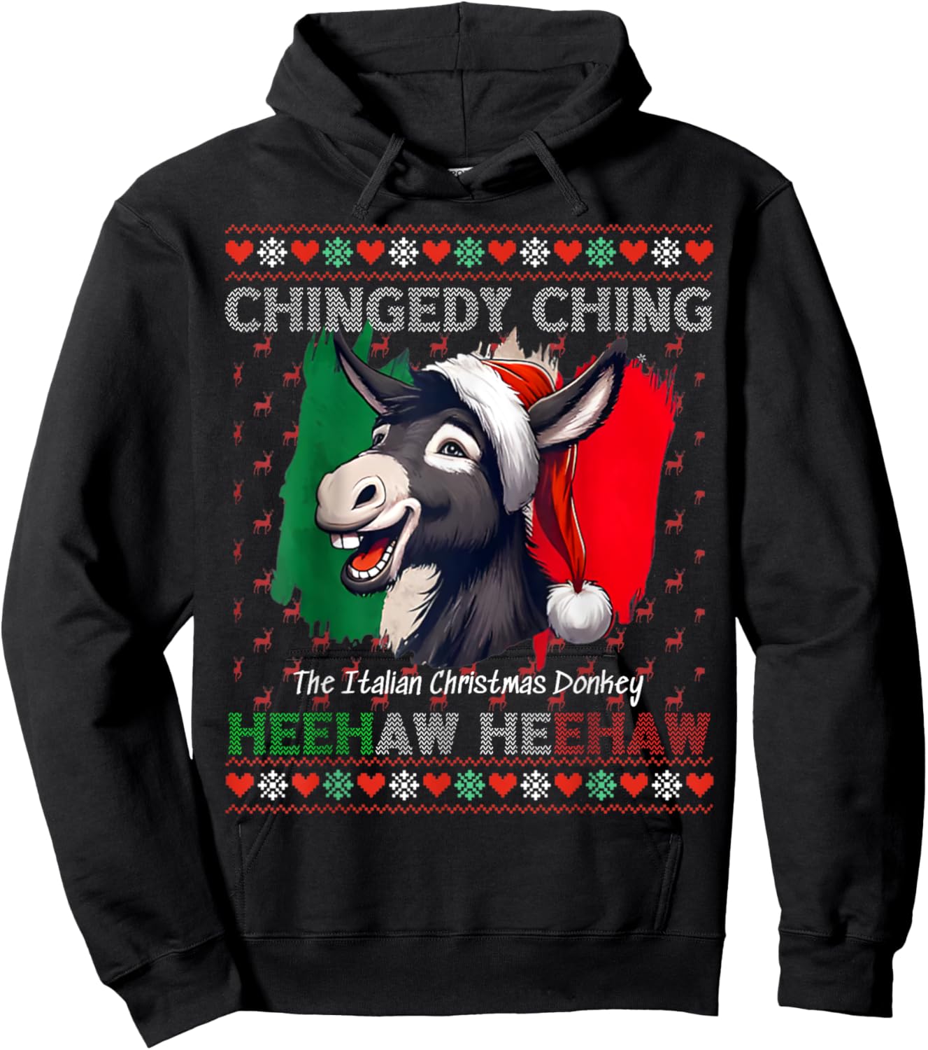 Chingedy Ching Dominick The Italian Christmas Donkey Xmas Hoodie - Hoodie | Black