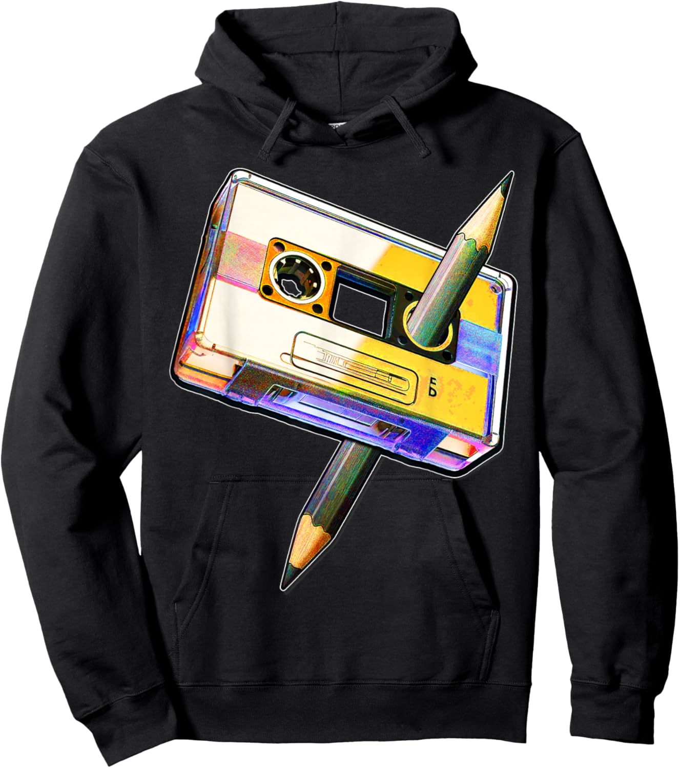 80s Cassette Tape Pencil 1980s Retro Vintage Music Mixtape Hoodie - Hoodie | Black