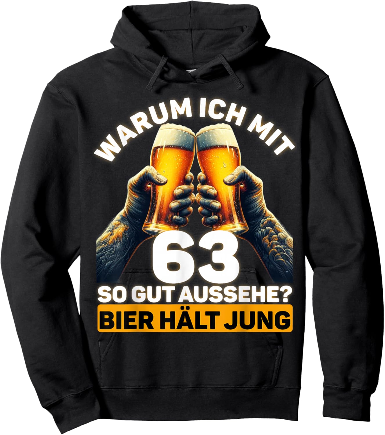 Geschenkidee zum 63. Geburtstag Bier Hält Jung Hoodie - Hoodie | Black