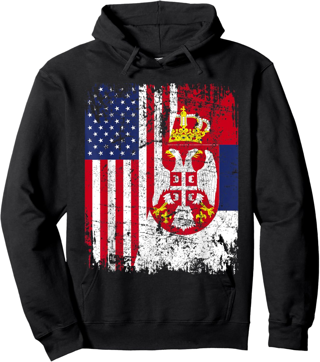 SERBIAN American Flag | Men Women Kids | SERBIA Hoodie - Hoodie | Black