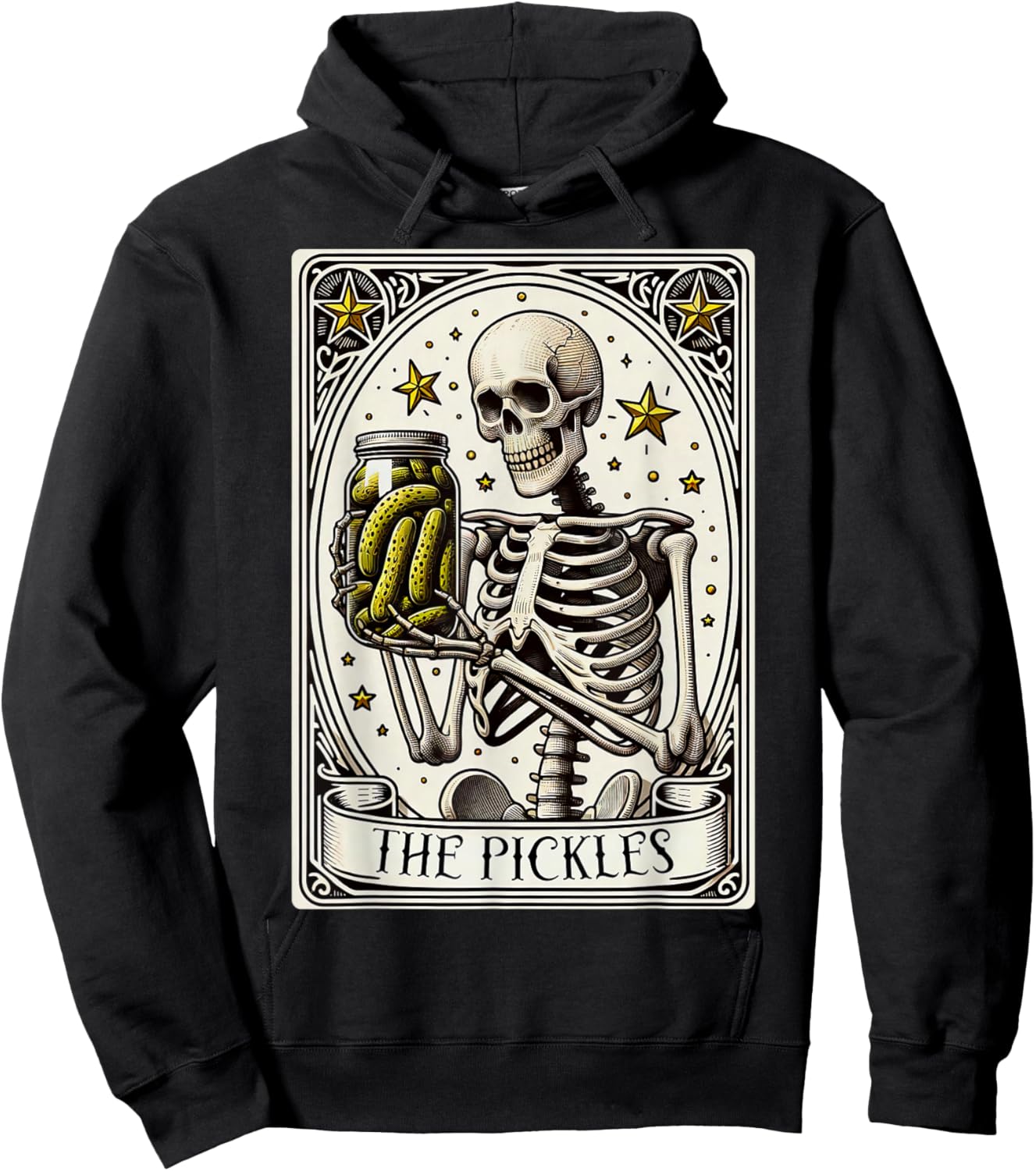 The Pickles Tarot Card Skeleton Canning Season Gardener Hoodie - Hoodie | Black