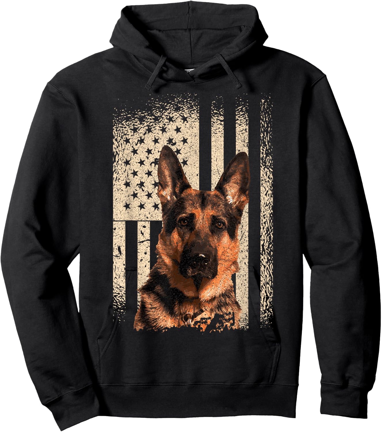 German Shepherd Dog USA Men Woman Patriotic Memorial Hoodie - Hoodie | Black