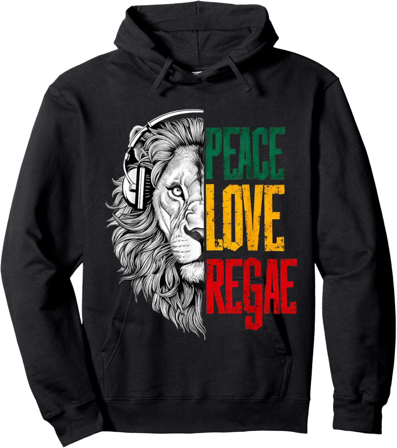 Rasta Reggae Lion of Judah Jamaican Rastafarian Roots Hoodie - Hoodie | Black