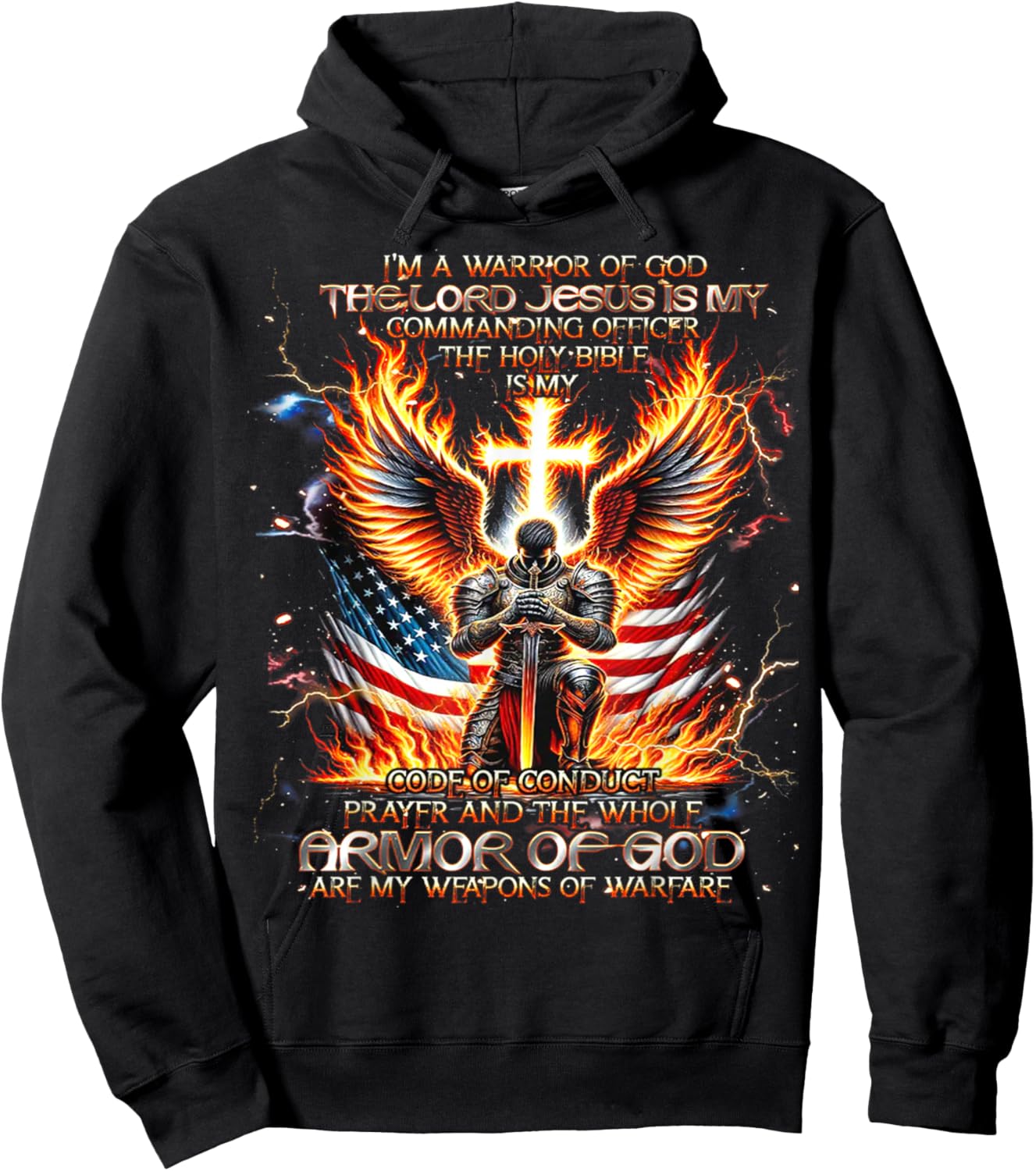 I'm A Warrior of God The Lord Jesus is My Commanding- Knight Hoodie - Hoodie | Black