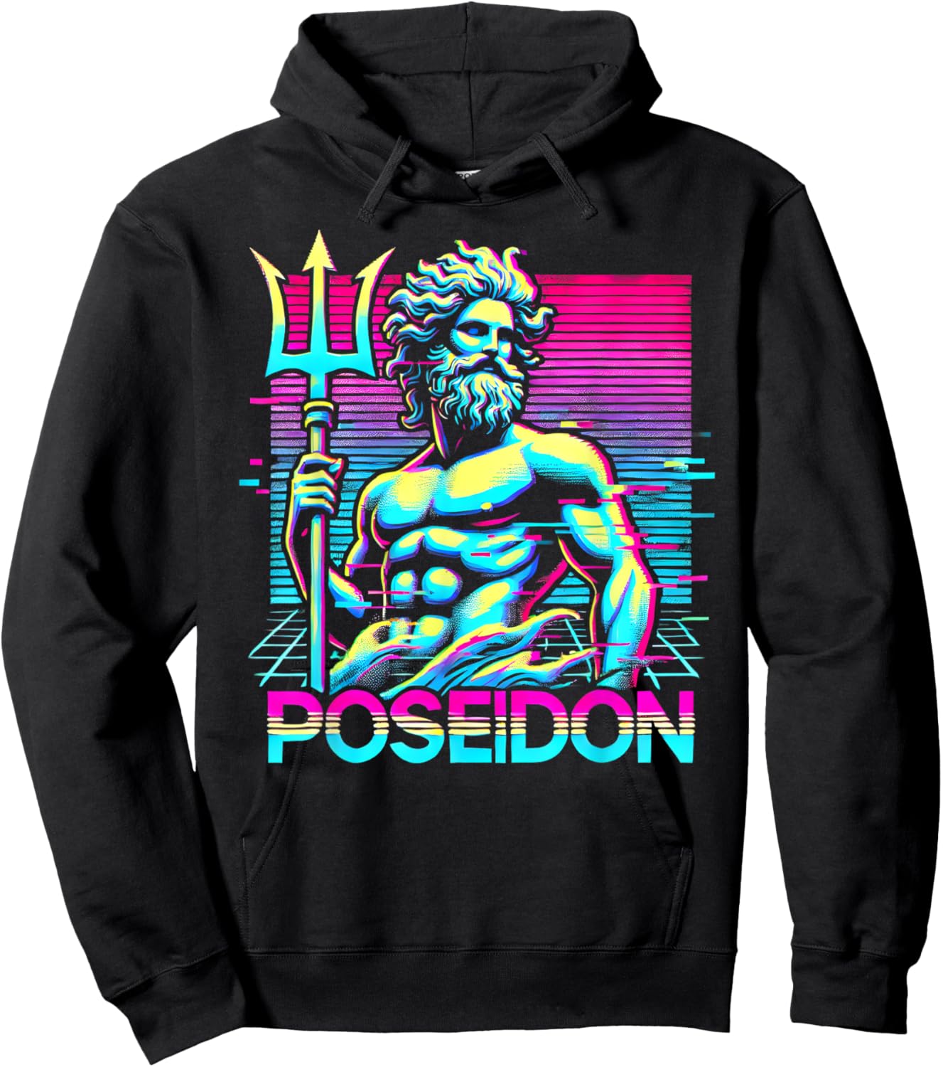 Poseidon Greek Mythology Ancient Greece Vaporwave style Hoodie - Hoodie | Black