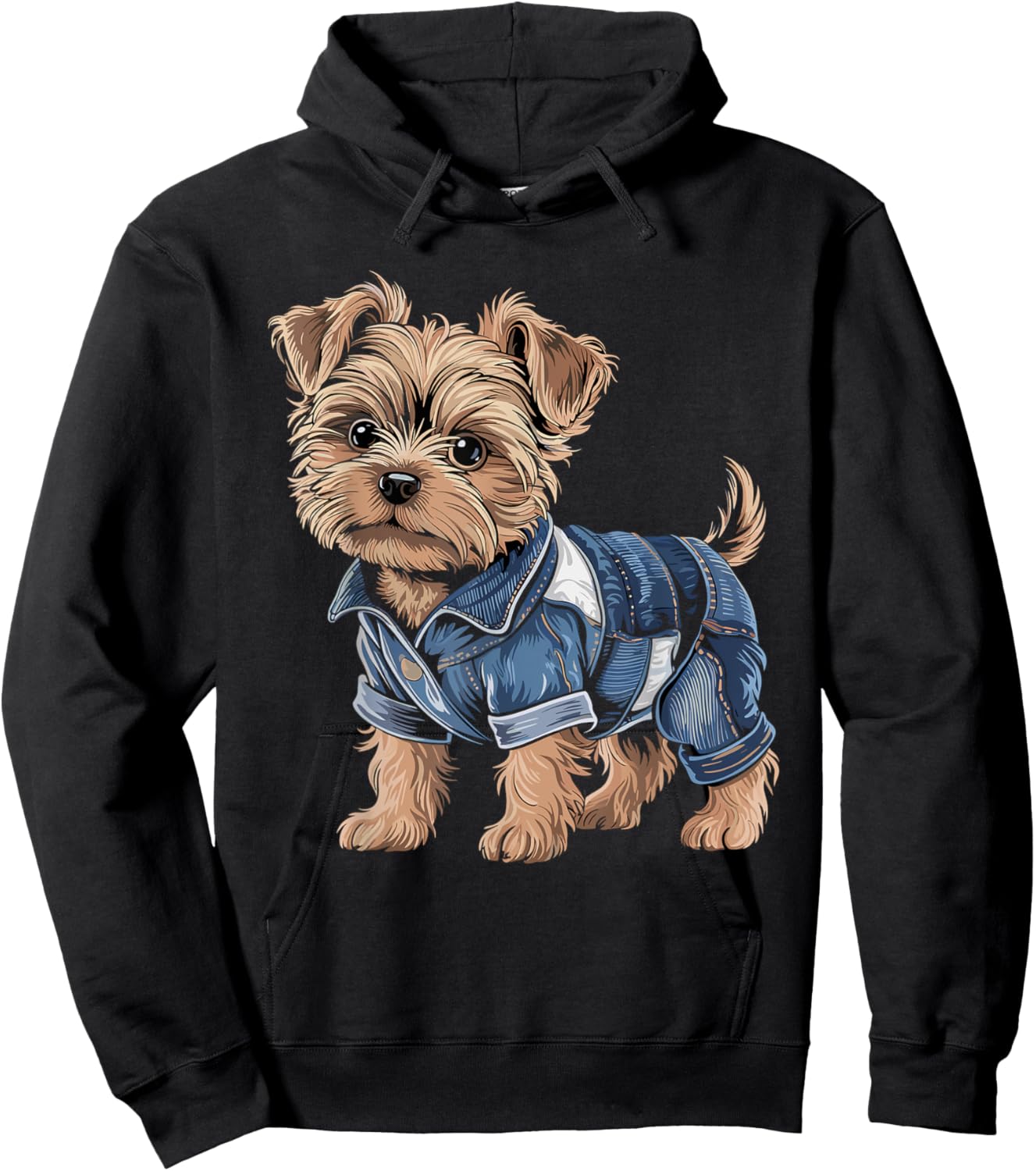 Cute Yorkshire Terrier Denim Outfit Yorkie Owner Dog Lover Men Women Kids Hoodie - Hoodie | Black