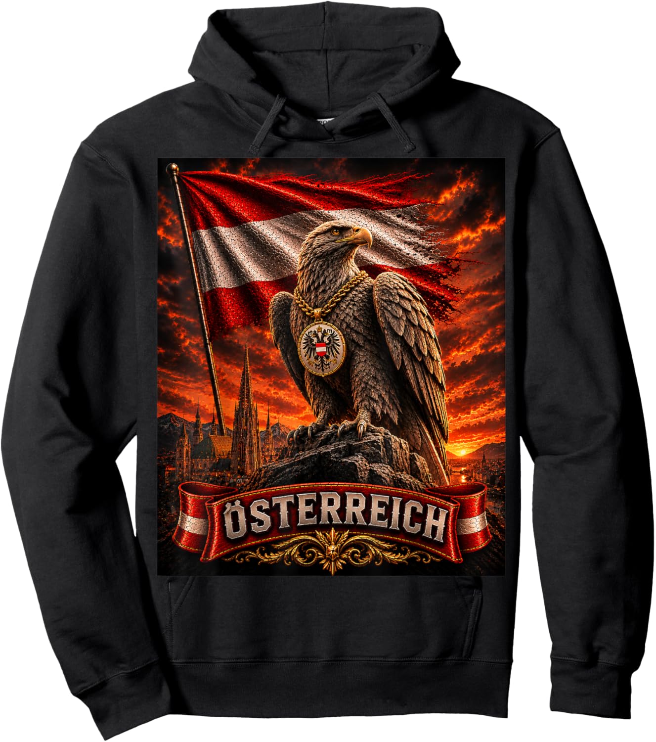 Österreich Shirt Herren & Damen Trikot Austria Adler Hoodie - Hoodie | Black