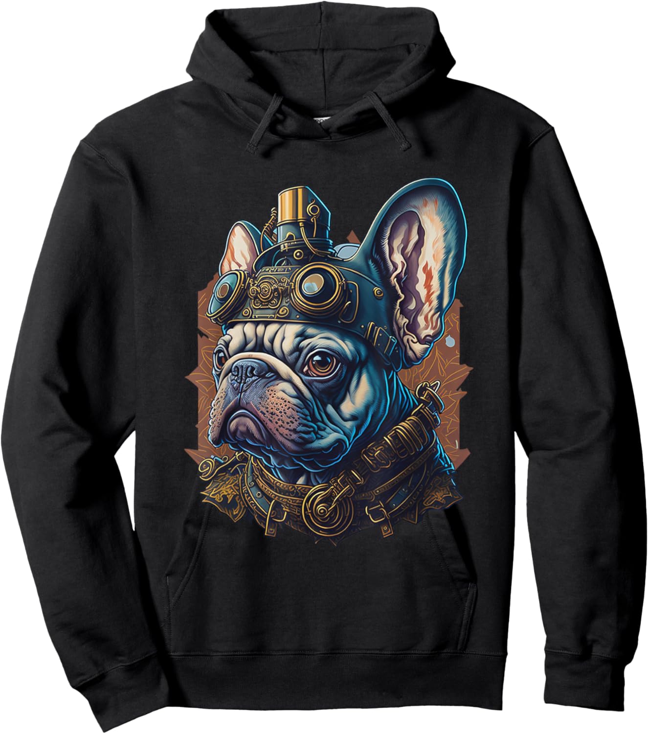 French Bulldog Dogs Steampunk Vintage Machines Hoodie - Hoodie | Black