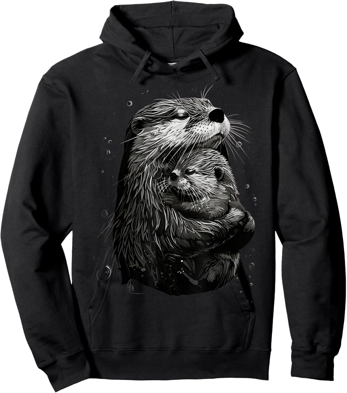 Mom Child Otter Mama Baby Animal Graphic Cute Mothers Day Hoodie - Hoodie | Black