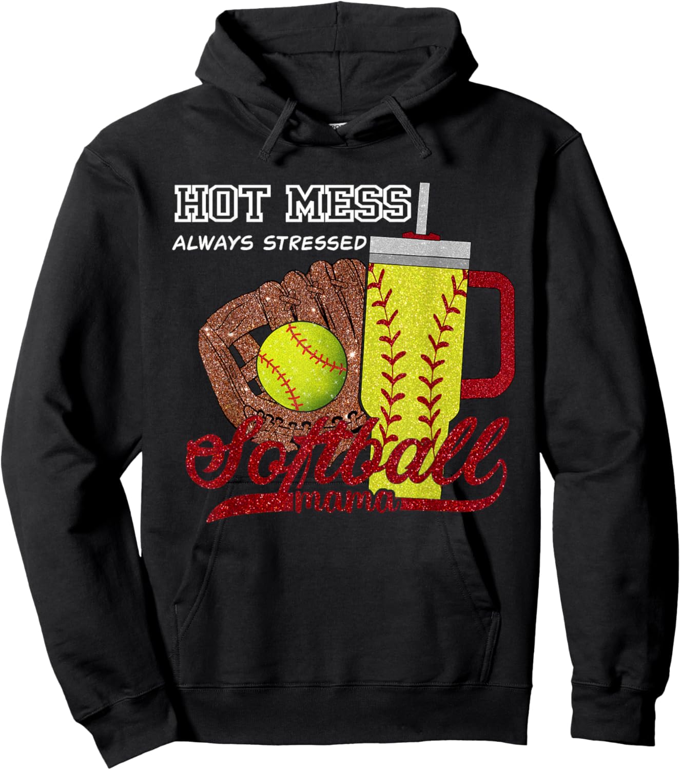 Softball Mom Game Day Vibes Mothers Day Women Softball Mama Hoodie - Hoodie | Black