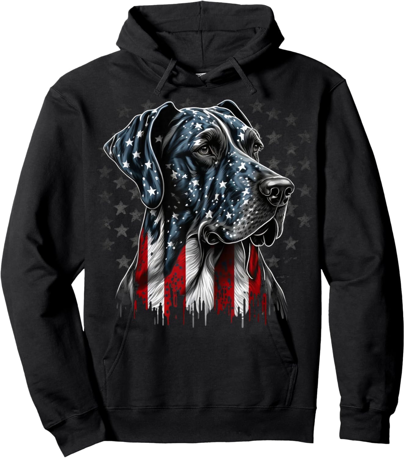 USA 4th Of July Great Dane on Patriotic American Great Dane Hoodie - Hoodie | Black