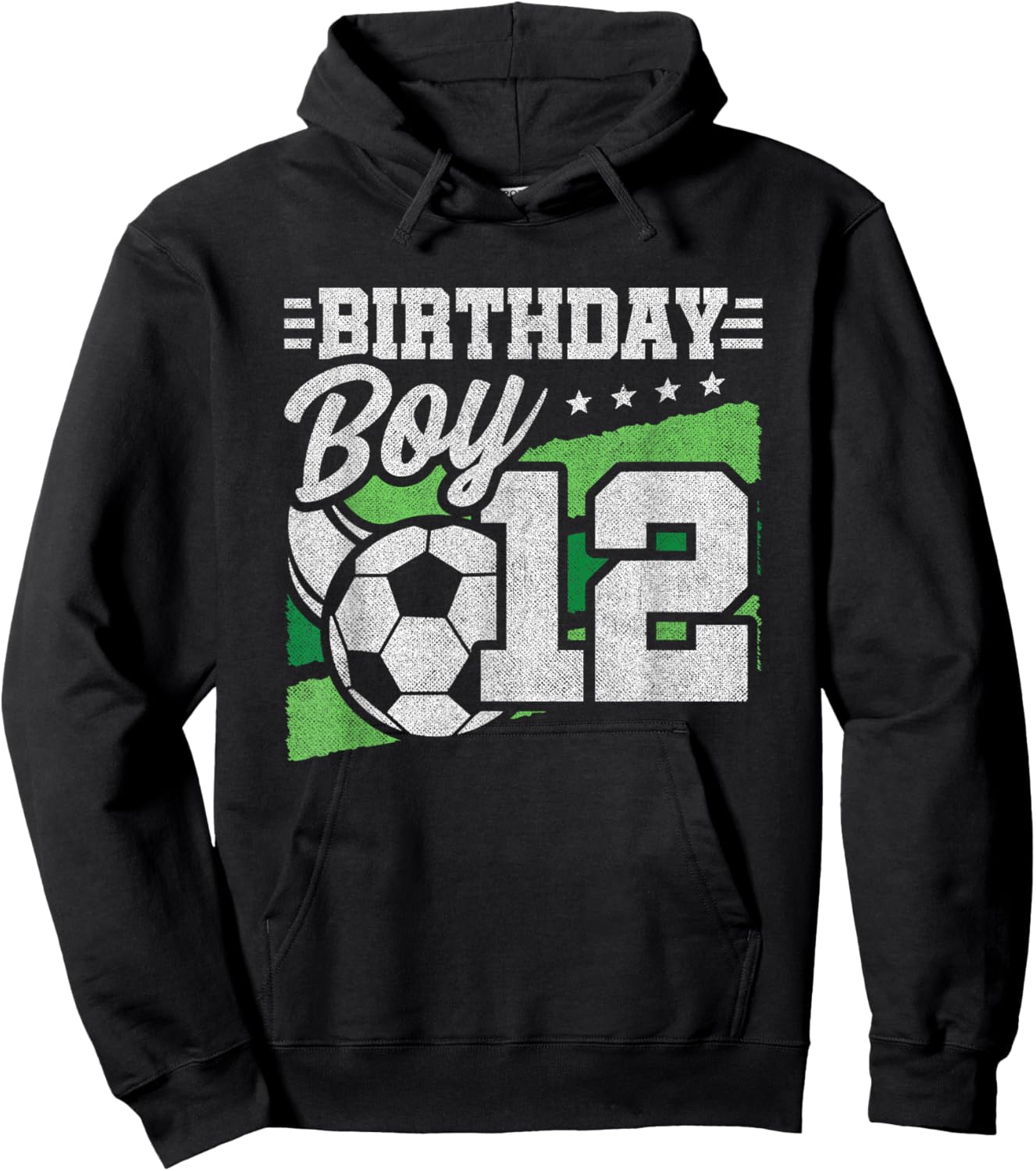 12 Year Old Soccer Birthday - Boys 12th Birthday Soccer Hoodie - Hoodie | Black
