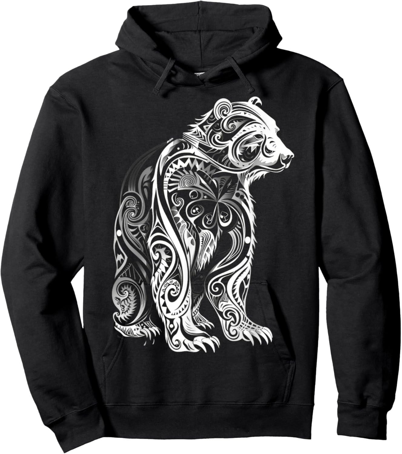 Bear Tribal Vintage Retro Graphic Hoodie - Hoodie | Black