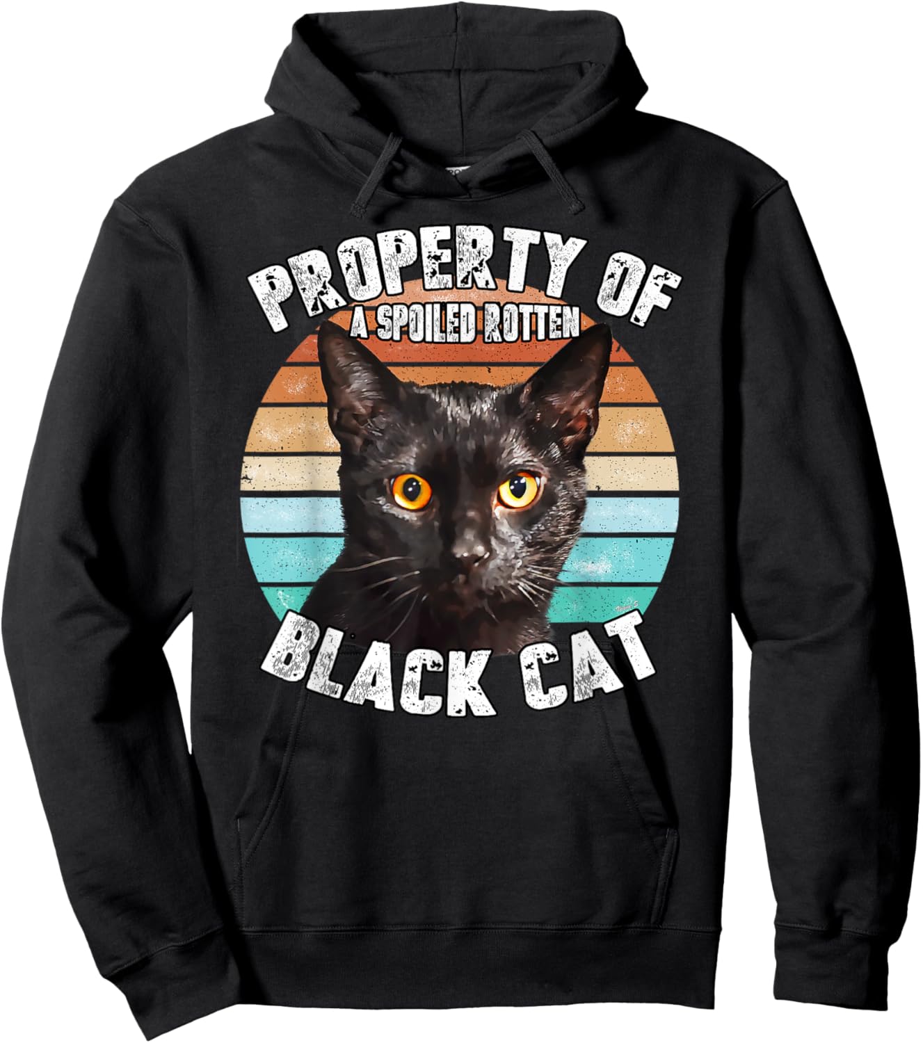 Cat Black Vintage Eighties Style Cat Retro Property Gift Women Girls Kids Hoodie - Hoodie | Black
