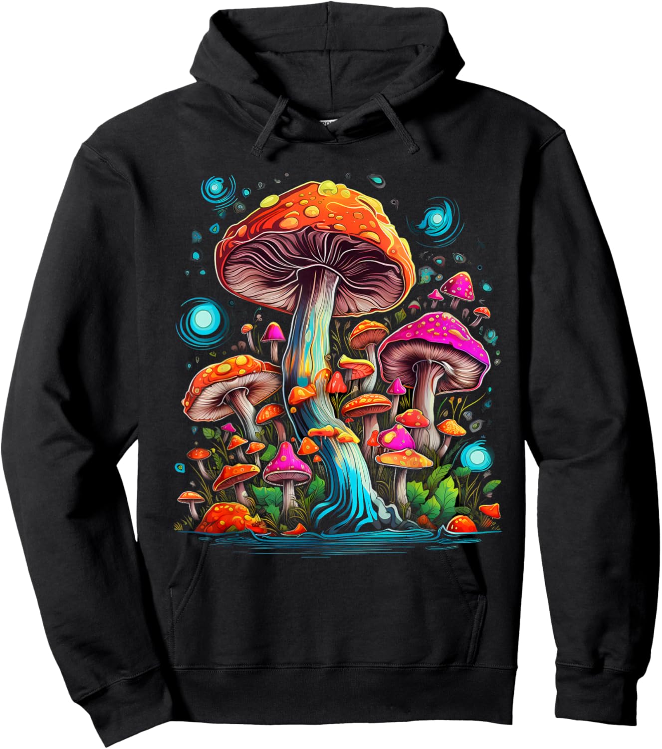 Hippie Mushrooms Psychedelic Forest Fungi Festival Hoodie - Hoodie | Black