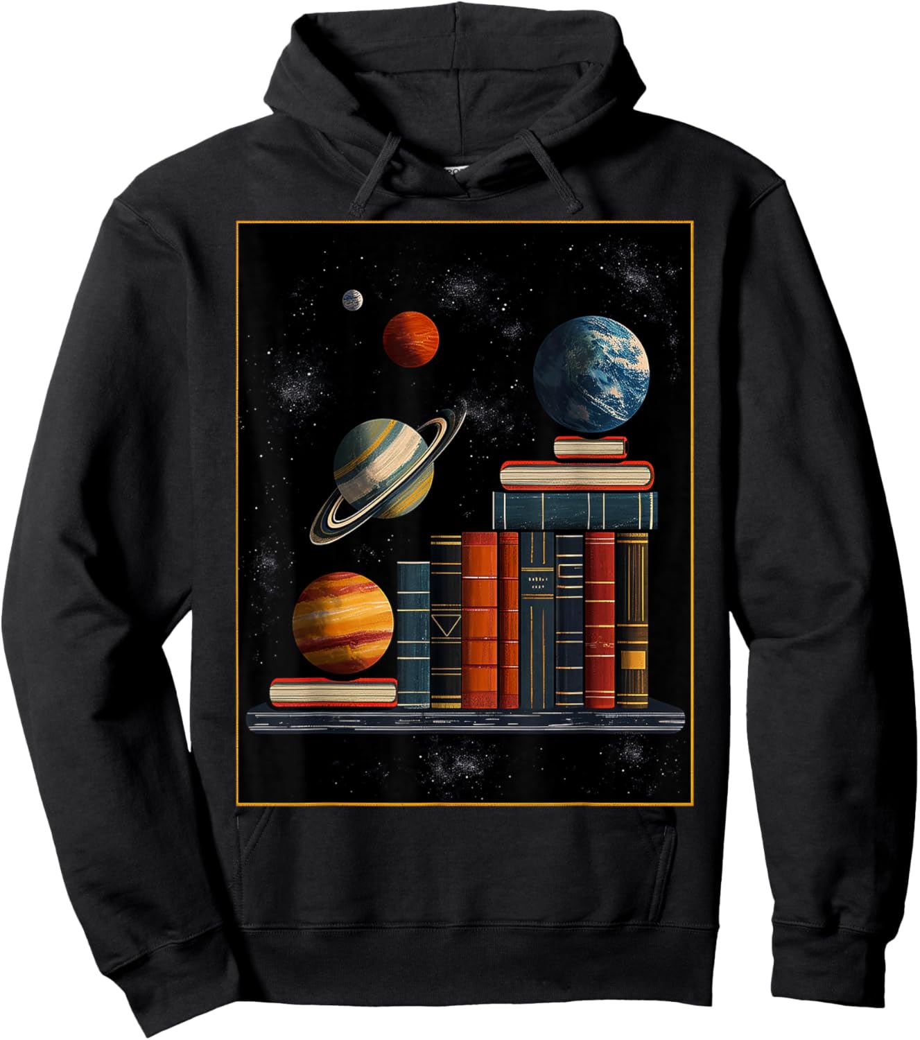 Book Planets Illustration Graphic Fantasy Art Hoodie - Hoodie | Black