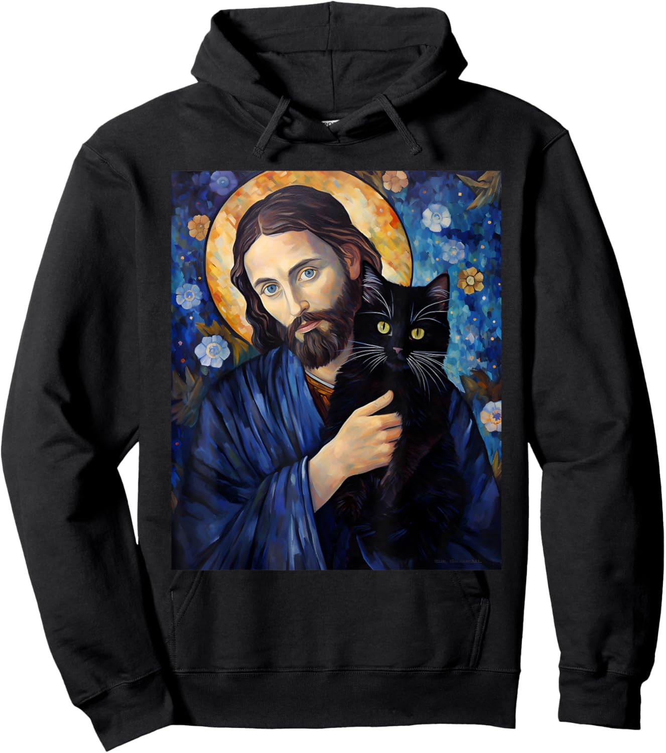 Black Cat Jesus Shirts Funny Christian Hoodie - Hoodie | Black