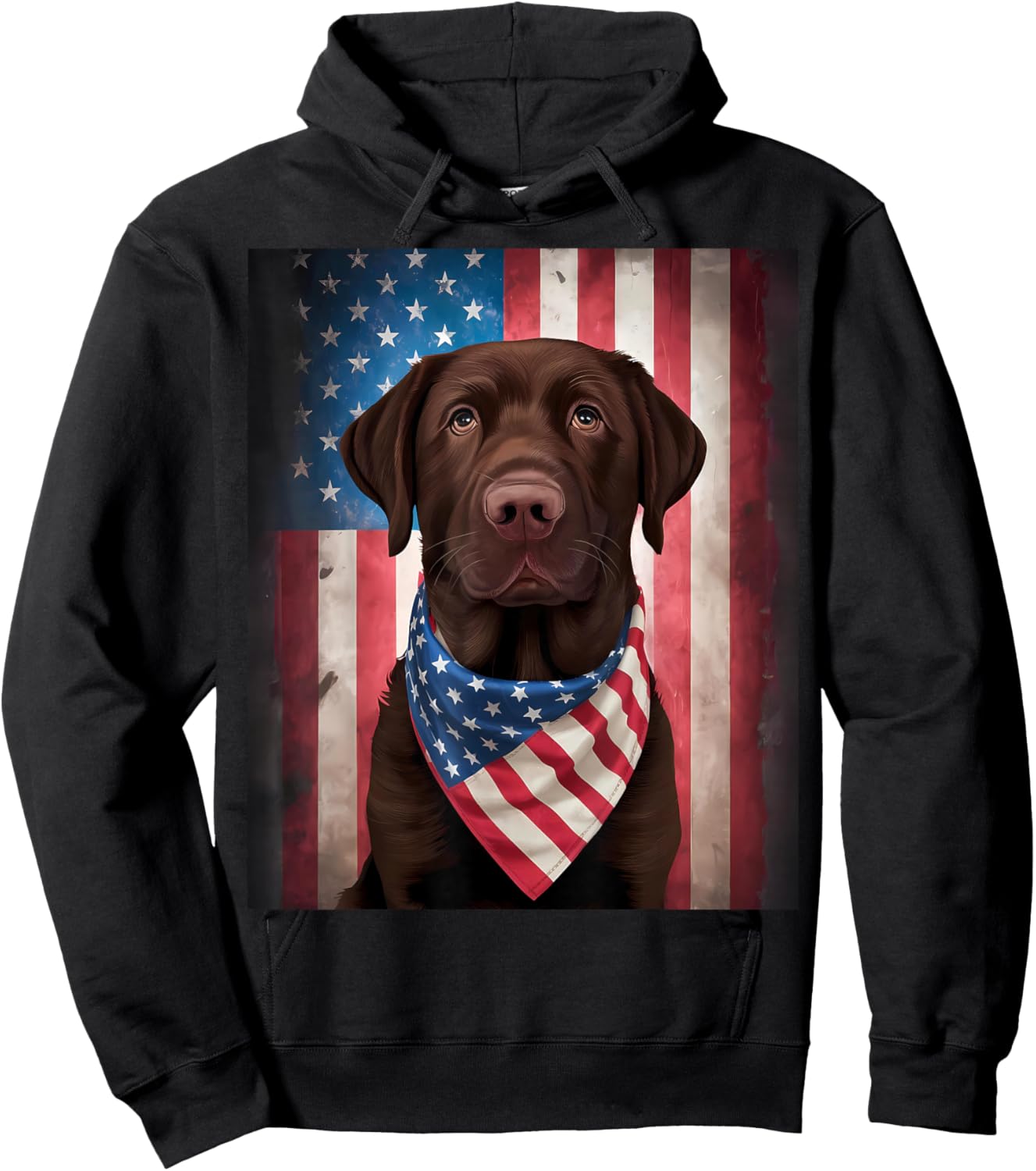 American Chocolate Labrador American Flag 4th of July Dog Hoodie - Hoodie | Black