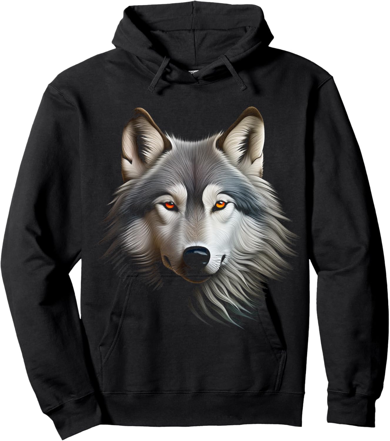 Wolf Lover Illustration Animal Art Face Graphic Wolf Hoodie - Hoodie | Black