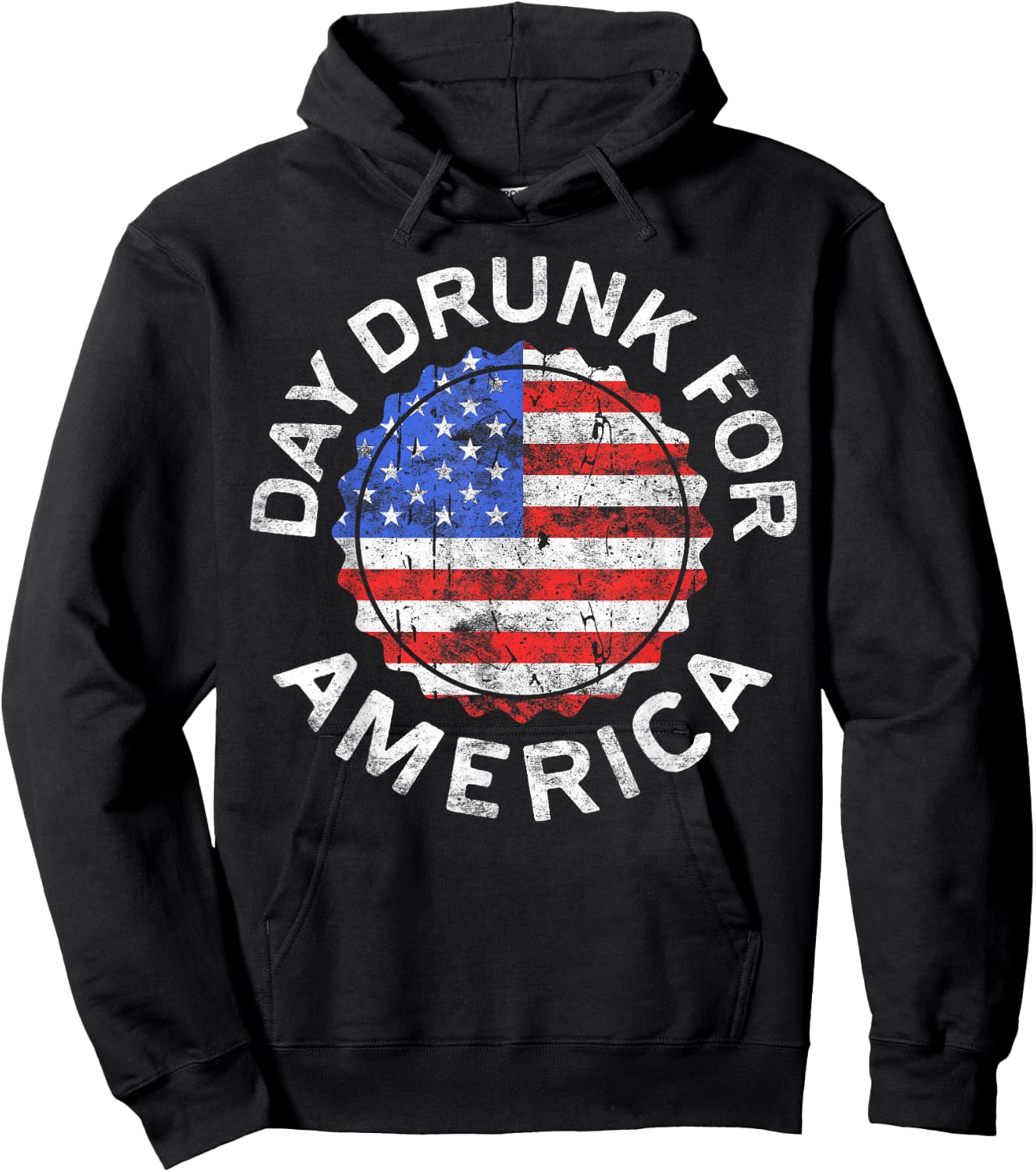 Day Drunk For America Shirt Men Women Drinking 4th of July Hoodie - Hoodie | Black
